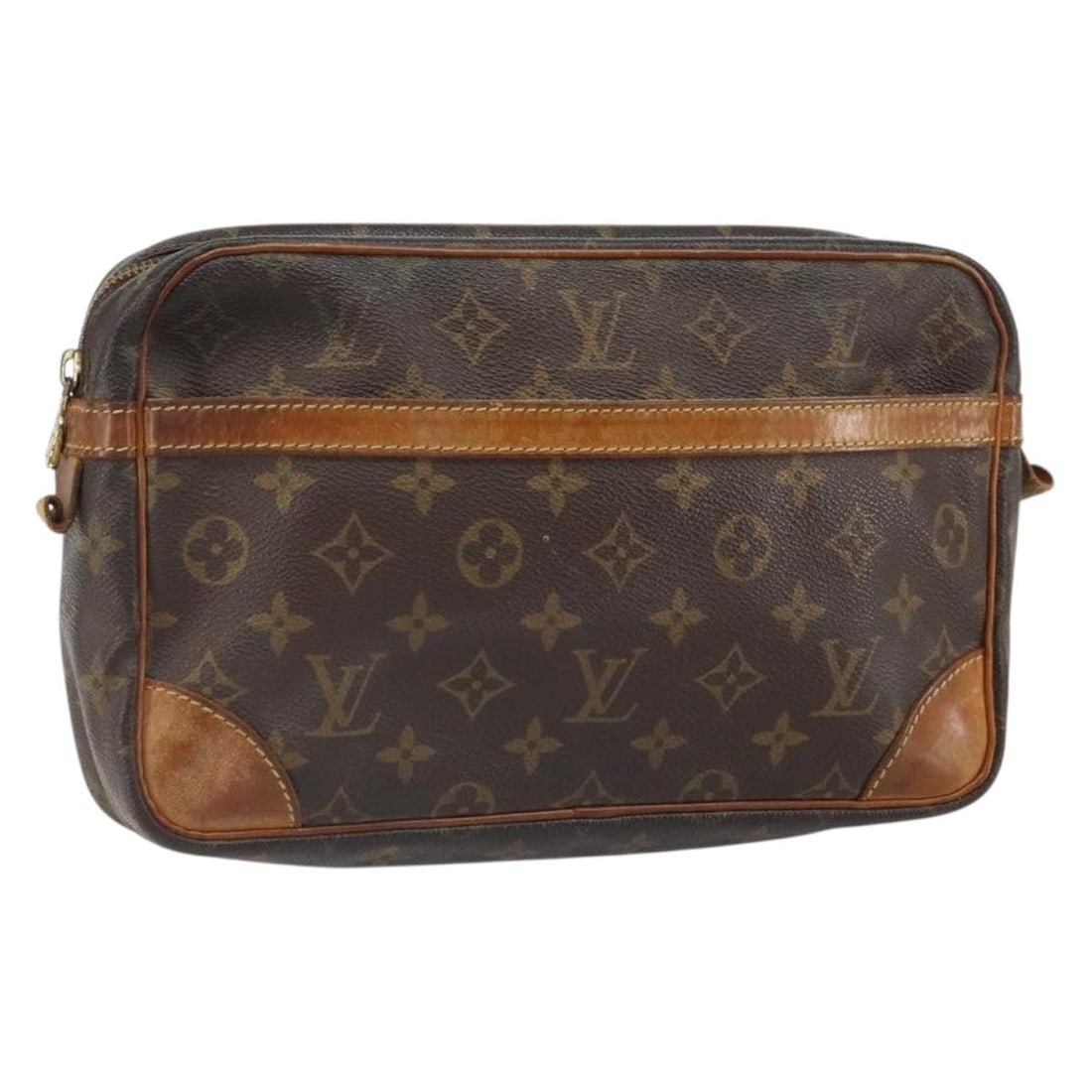 Monogram Canvas Compiegne 28 Clutch by Louis Vuitton M51845: Monogram Canvas Compiegne 28 Clutch by Louis Vuitton M51845 This Louis Vuitton Compiegne 28 clutch bag features the iconic Monogram canvas exterior. The bag is made in France and designed with a compa