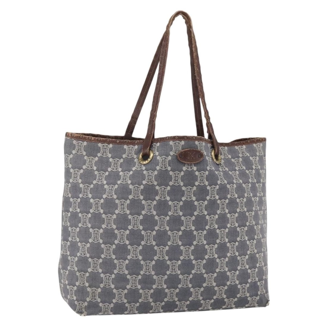 CELINE Paris Macadam Canvas Tote Bag Blue Gold Italy Auth 157143: CELINE Paris Macadam Canvas Tote Bag Blue Gold Italy Auth 157143 This Celine Paris Macadam Canvas Tote Bag showcases a stunning blue and gold design, perfect for those seeking style and functionality.