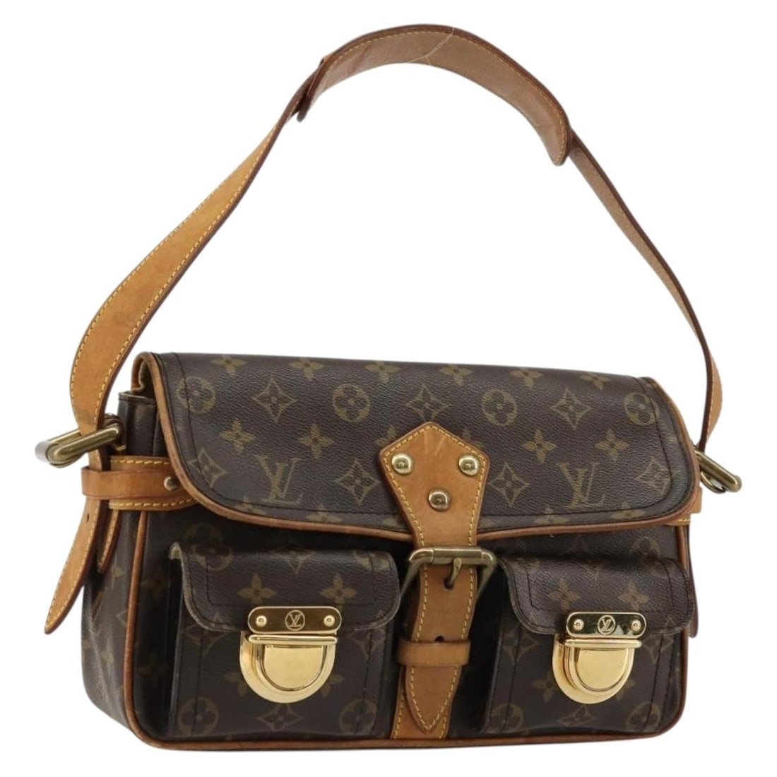 Louis Vuitton Hudson PM Monogram Canvas Shoulder Bag M40027: Louis Vuitton Hudson PM Monogram Canvas Shoulder Bag M40027 This Louis Vuitton Monogram Hudson PM Shoulder Bag is crafted from signature Monogram Canvas and features a classic design. The bag includes