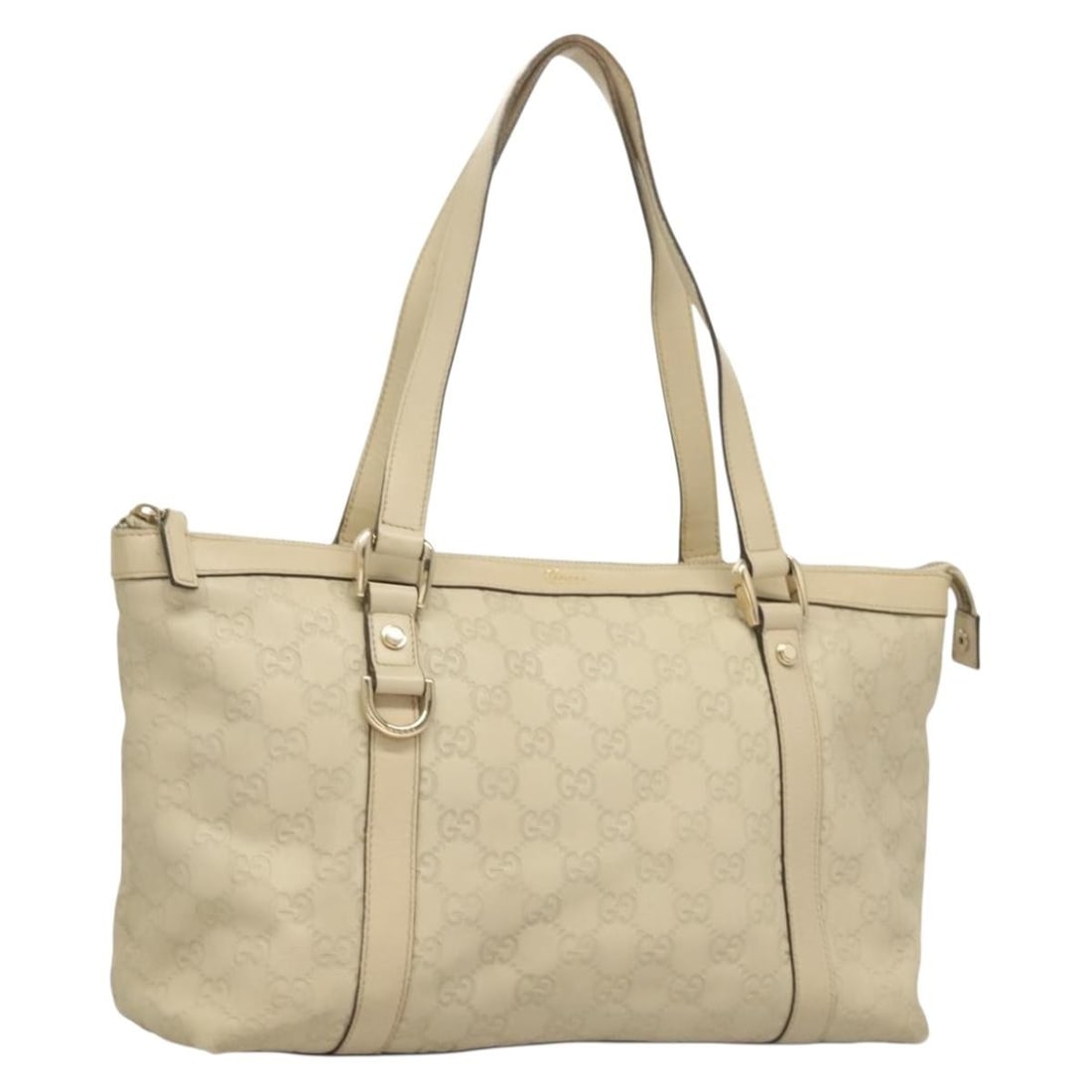 GUCCI Abbey Tote Bag Leather White Gold 141470 Made in Italy (1 of 18)