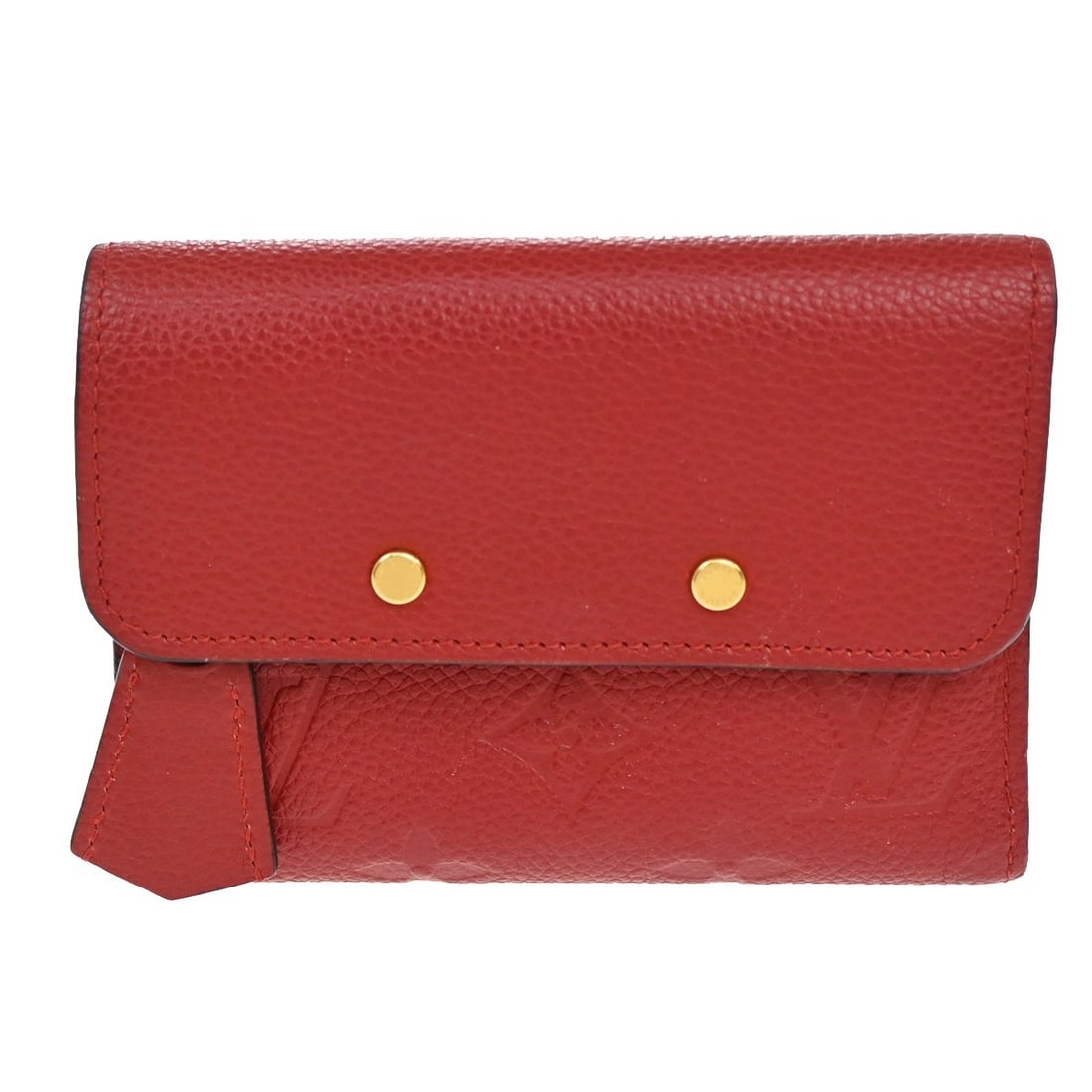 Red Empreinte Leather Pont Neuf Wallet by Louis Vuitton: Red Empreinte Leather Pont Neuf Wallet by Louis Vuitton The Louis Vuitton Pont Neuf Wallet is crafted from red Monogram Empreinte leather and is designed for women. This pre-owned wallet features visi