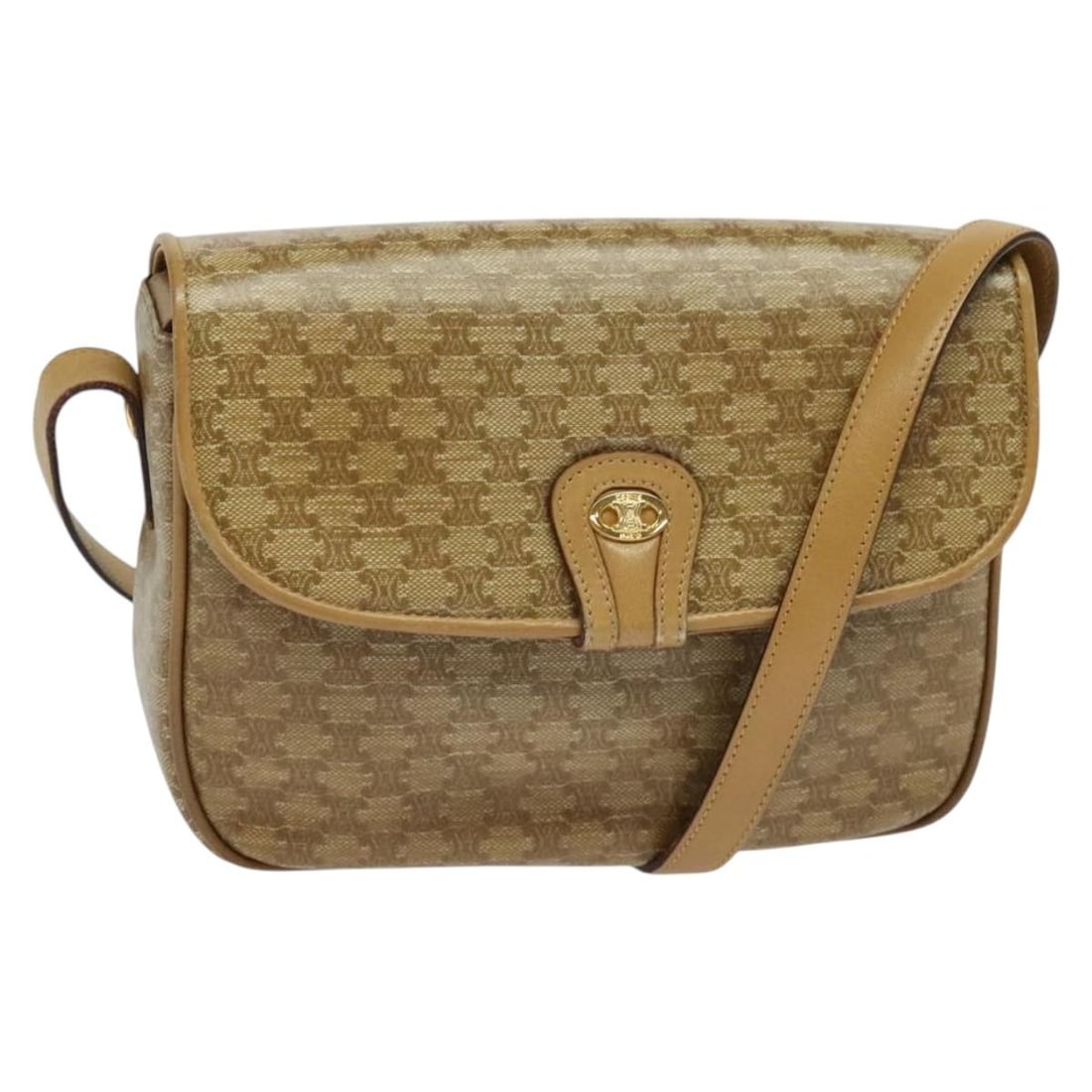 Celine Macadam Beige Gold Canvas Women's Shoulder Bag Italy: Celine Macadam Beige Gold Canvas Women's Shoulder Bag Italy This CELINE Macadam Canvas Shoulder Bag features a beige and gold color scheme and is designed for women. The bag is crafted from Macadam ca