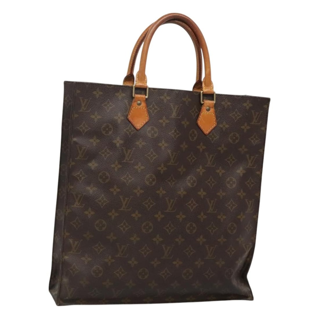 LOUIS VUITTON Monogram Sac Plat Hand Bag M51140 Auth France: LOUIS VUITTON Monogram Sac Plat Hand Bag M51140 Auth France This authentic LOUIS VUITTON Monogram Sac Plat Hand Bag is a stylish accessory crafted in France from durable Monogram Canvas. The bag featu