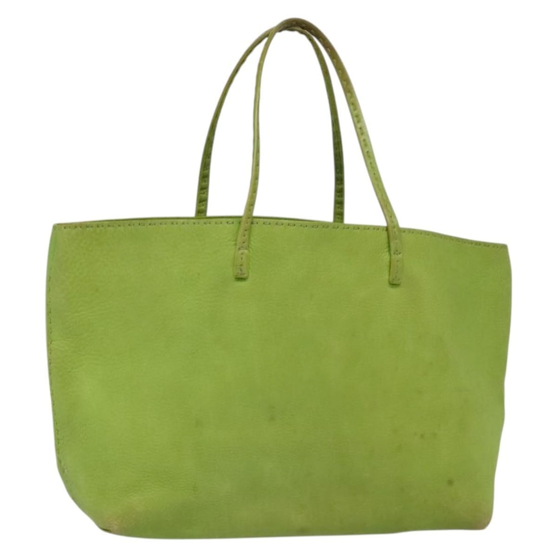 FENDI Green Silver Leather Tote Bag Made in Italy (1 of 18)
