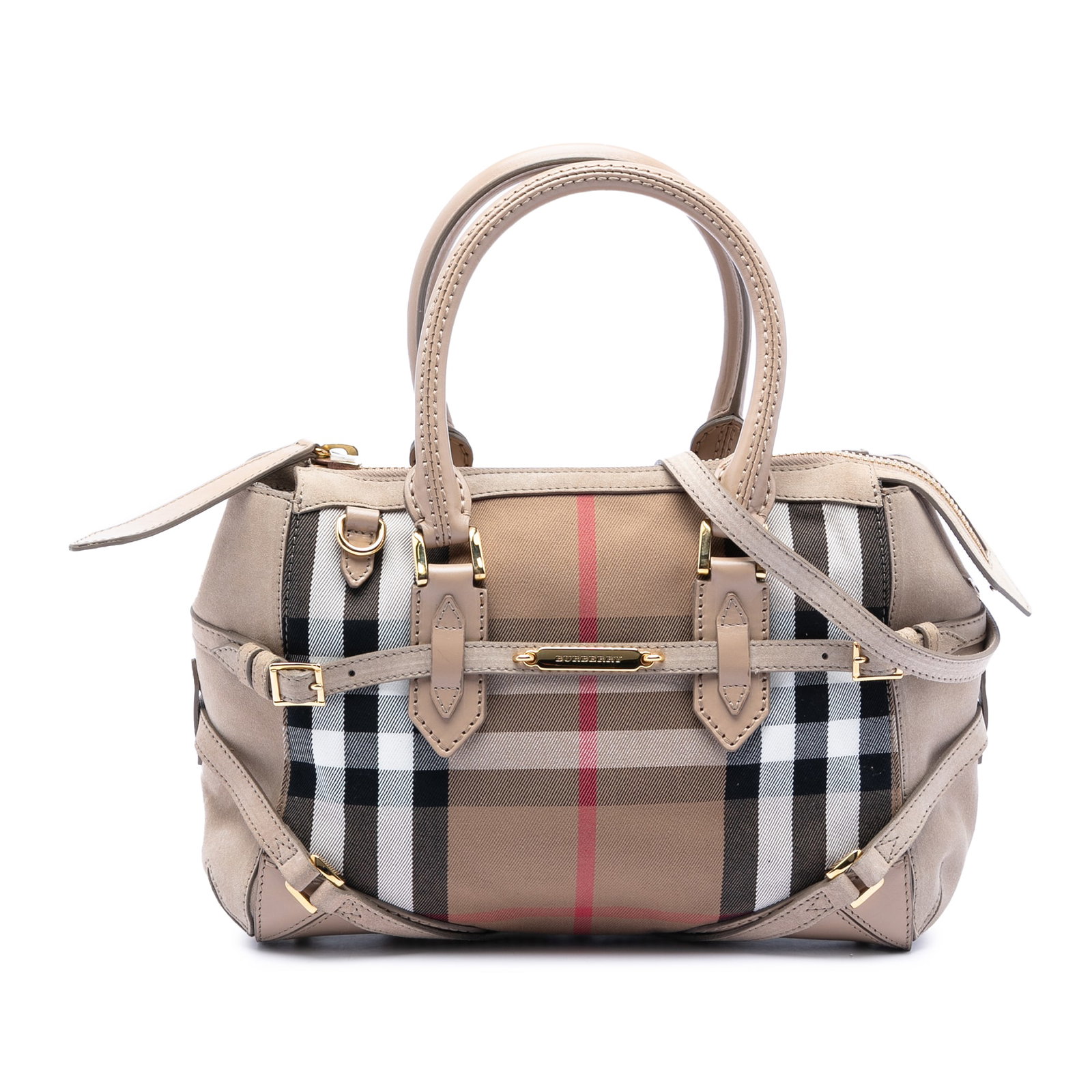 Burberry Bridle Gladstone Satchel Small House Check Canvas with Leather Trim (1 of 7)