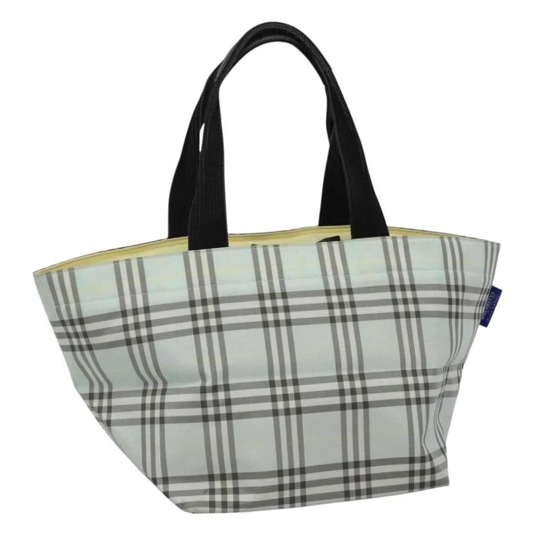 Burberrys Blue Label Light Blue Nylon Nova Check Tote Bag for Women: Burberrys Blue Label Light Blue Nylon Nova Check Tote Bag for Women This Burberrys Blue Label Nova Check tote bag features a light blue nylon exterior with the brand's signature Nova Check pattern. De