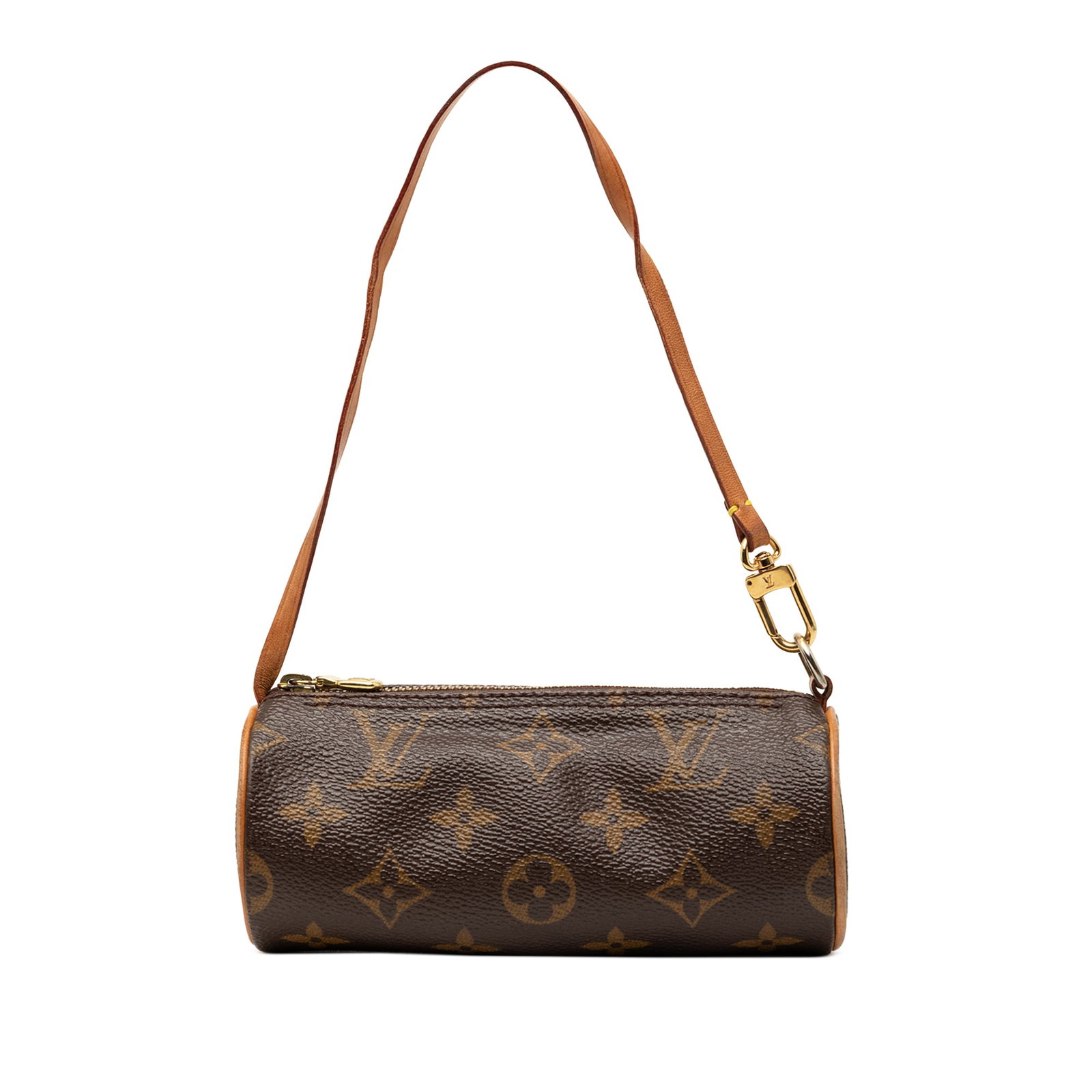 Louis Vuitton Papillon Pochette Brown Monogram Canvas Mini Shoulder Bag: Louis Vuitton Papillon Pochette Brown Monogram Canvas Mini Shoulder Bag The Louis Vuitton Monogram Papillon Pochette features a monogram canvas body with leather trim, a flat leather strap, and a top 