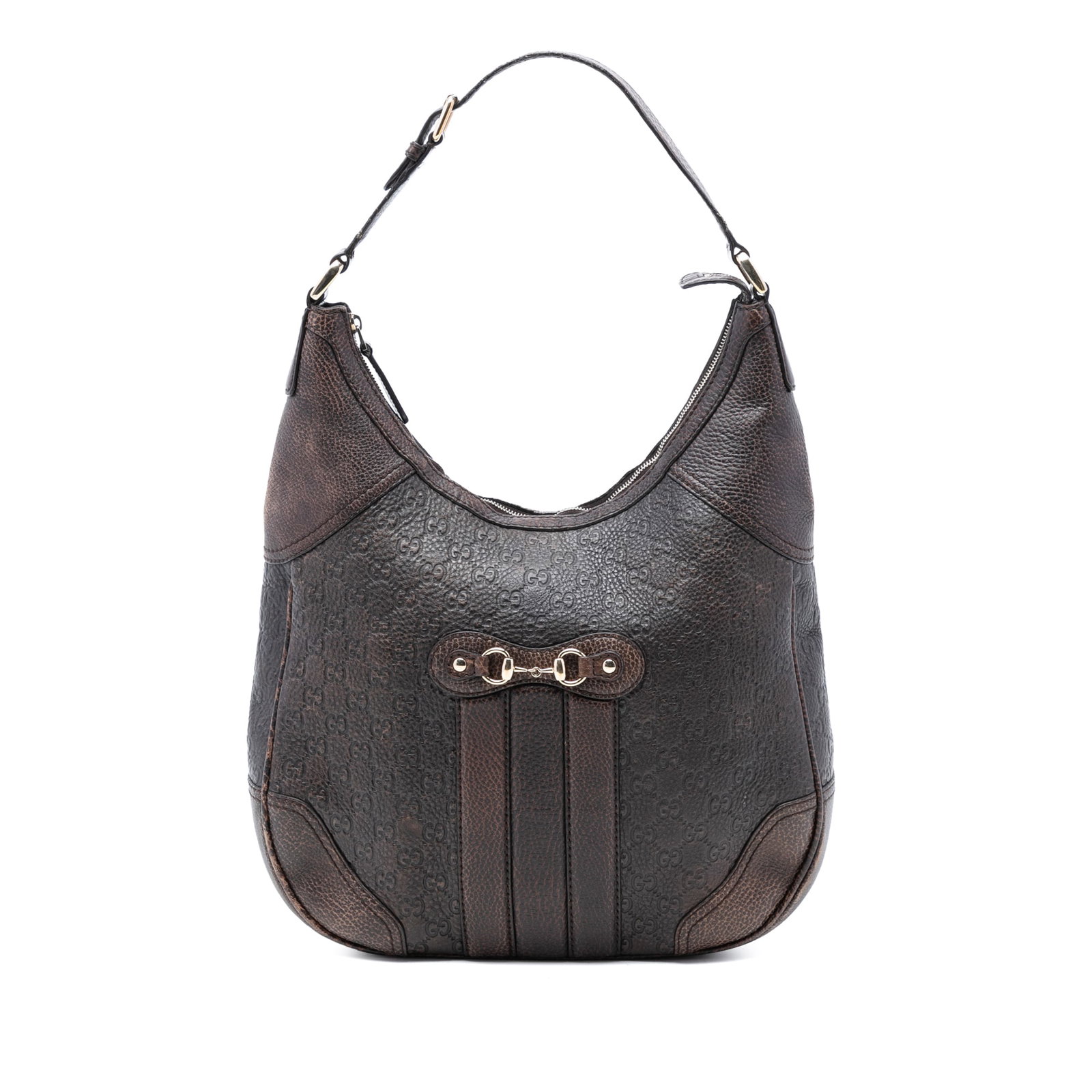 Gucci Catherine Brown Leather Shoulder Bag with Top Zip Closure (1 of 7)