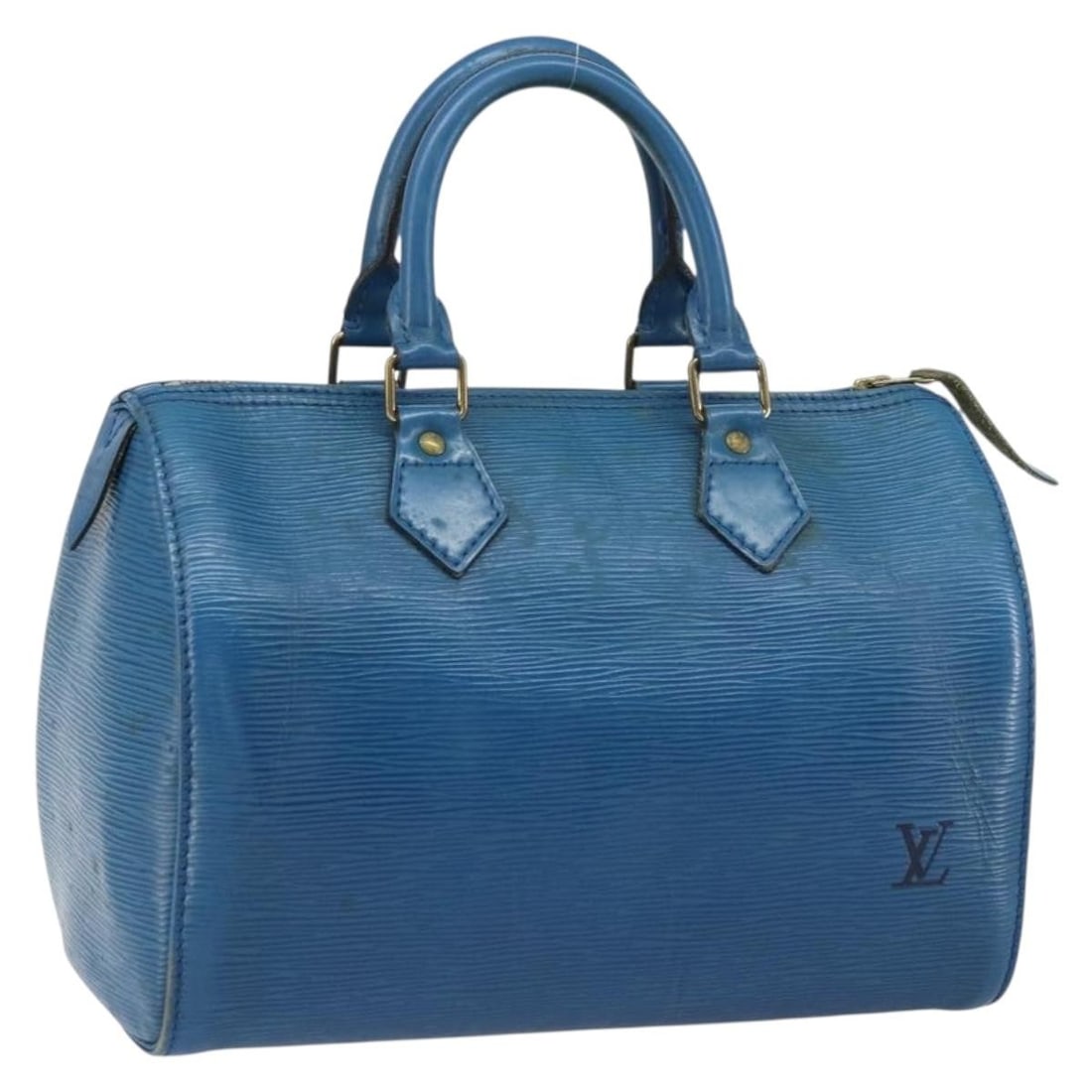 Louis Vuitton Epi Leather Speedy 25 Toledo Blue Handbag M43015 France: Louis Vuitton Epi Leather Speedy 25 Toledo Blue Handbag M43015 France This is a Louis Vuitton Epi Speedy 25 handbag in Toledo Blue, crafted from durable Epi leather. The bag is made in France and feat