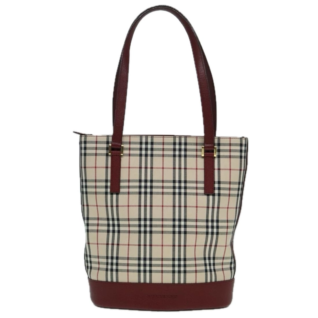 Burberry Nova Check Beige Canvas Leather Tote Bag 21cm x 26cm x 12cm: Burberry Nova Check Beige Canvas Leather Tote Bag 21cm x 26cm x 12cm This Burberry Nova Check Tote features the iconic beige canvas exterior with leather accents, designed for women. The bag displays 