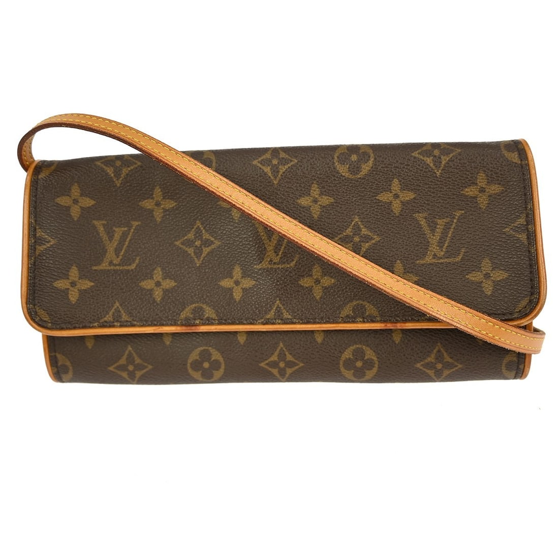 Louis Vuitton Pochette Twin GM Monogram Crossbody Bag: Louis Vuitton Pochette Twin GM Monogram Crossbody Bag This Louis Vuitton Monogram Pochette Twin GM is a vintage crossbody bag crafted from monogram canvas leather with a brown exterior and Alcantara b