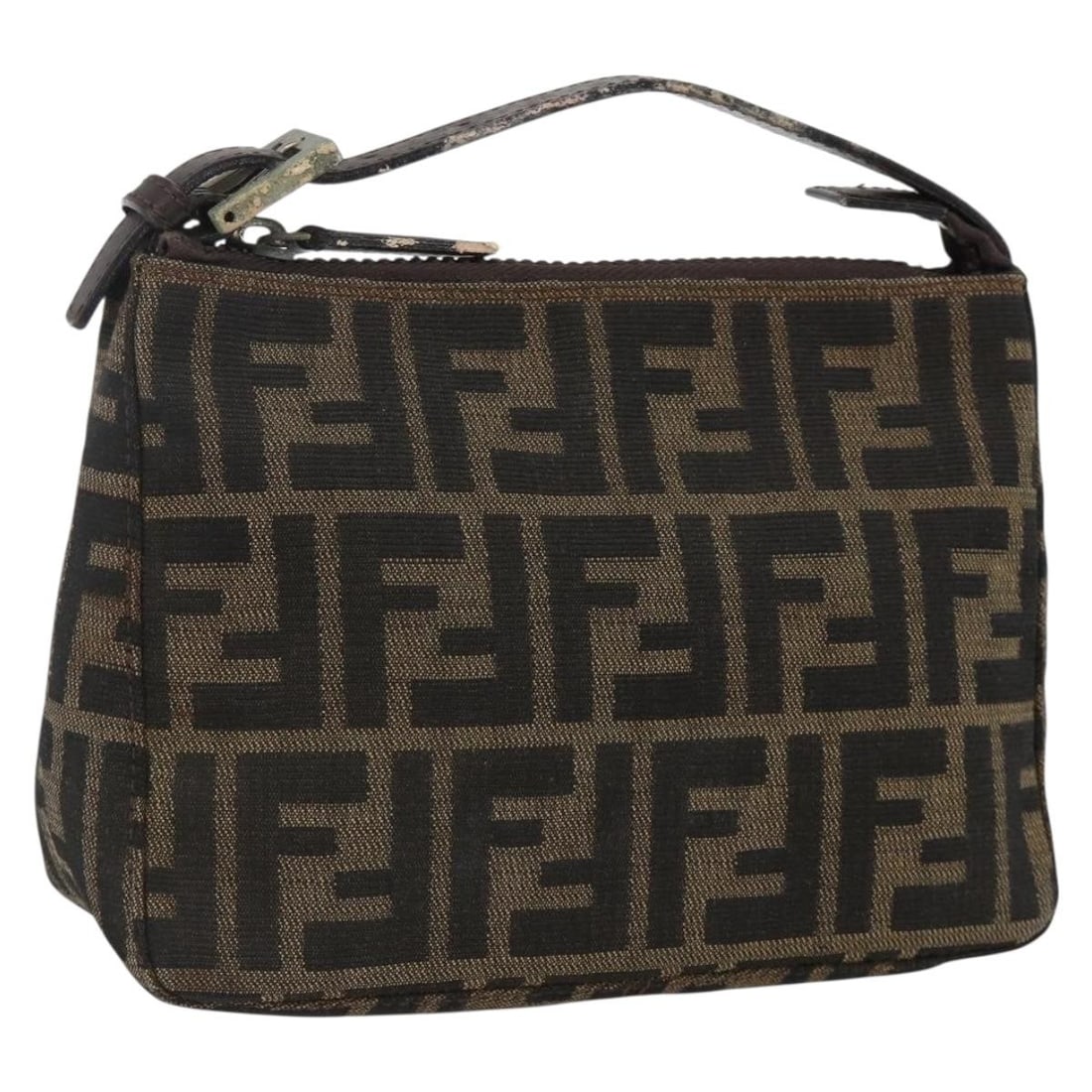 Fendi Zucca Canvas Black Brown Women's Pouch Bag Italy (1 of 18)
