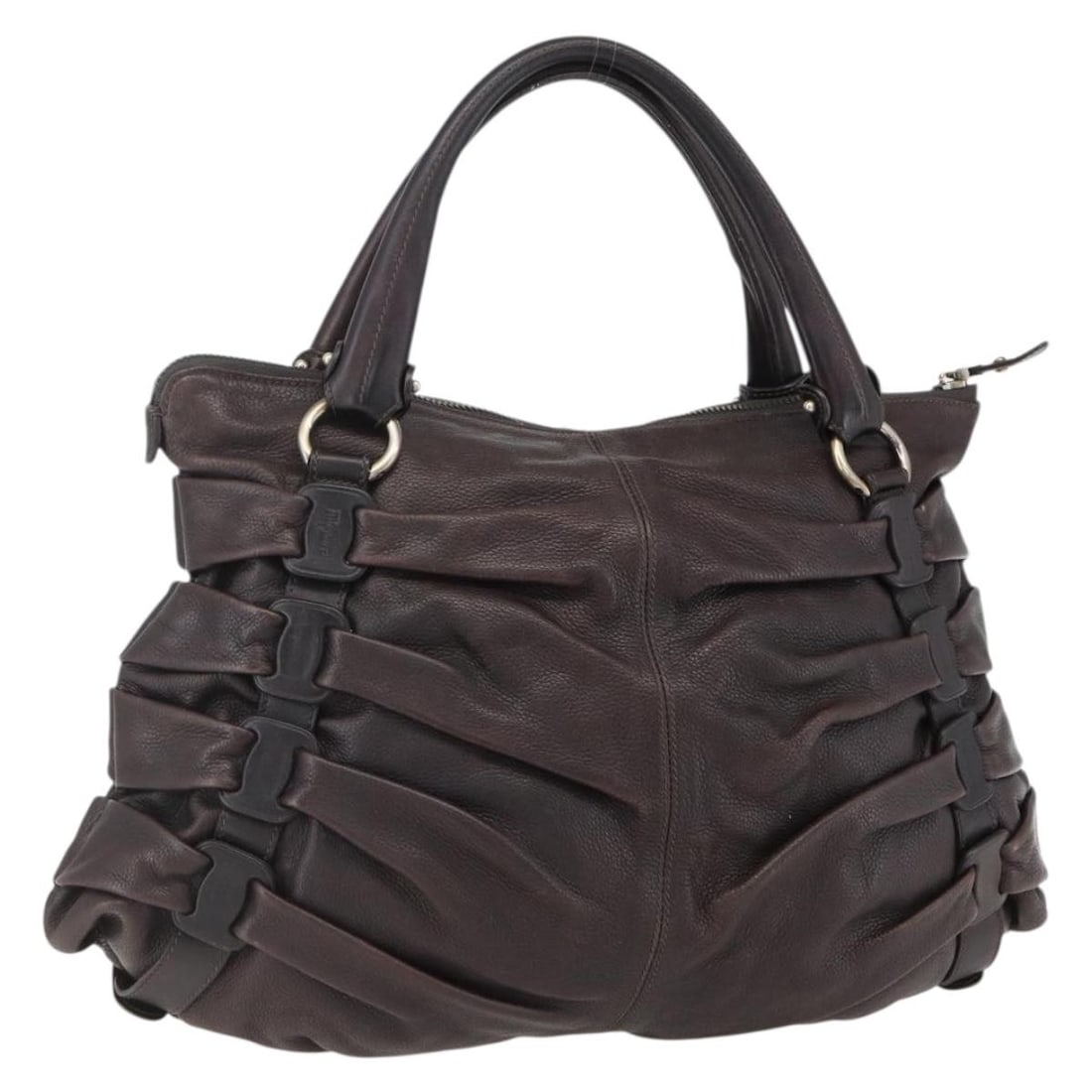 Salvatore Ferragamo Brown Leather Women's Handbag Made in Italy: Salvatore Ferragamo Brown Leather Women's Handbag Made in Italy This Salvatore Ferragamo handbag is crafted from brown leather and designed for women. The bag features a spacious interior, dual handle