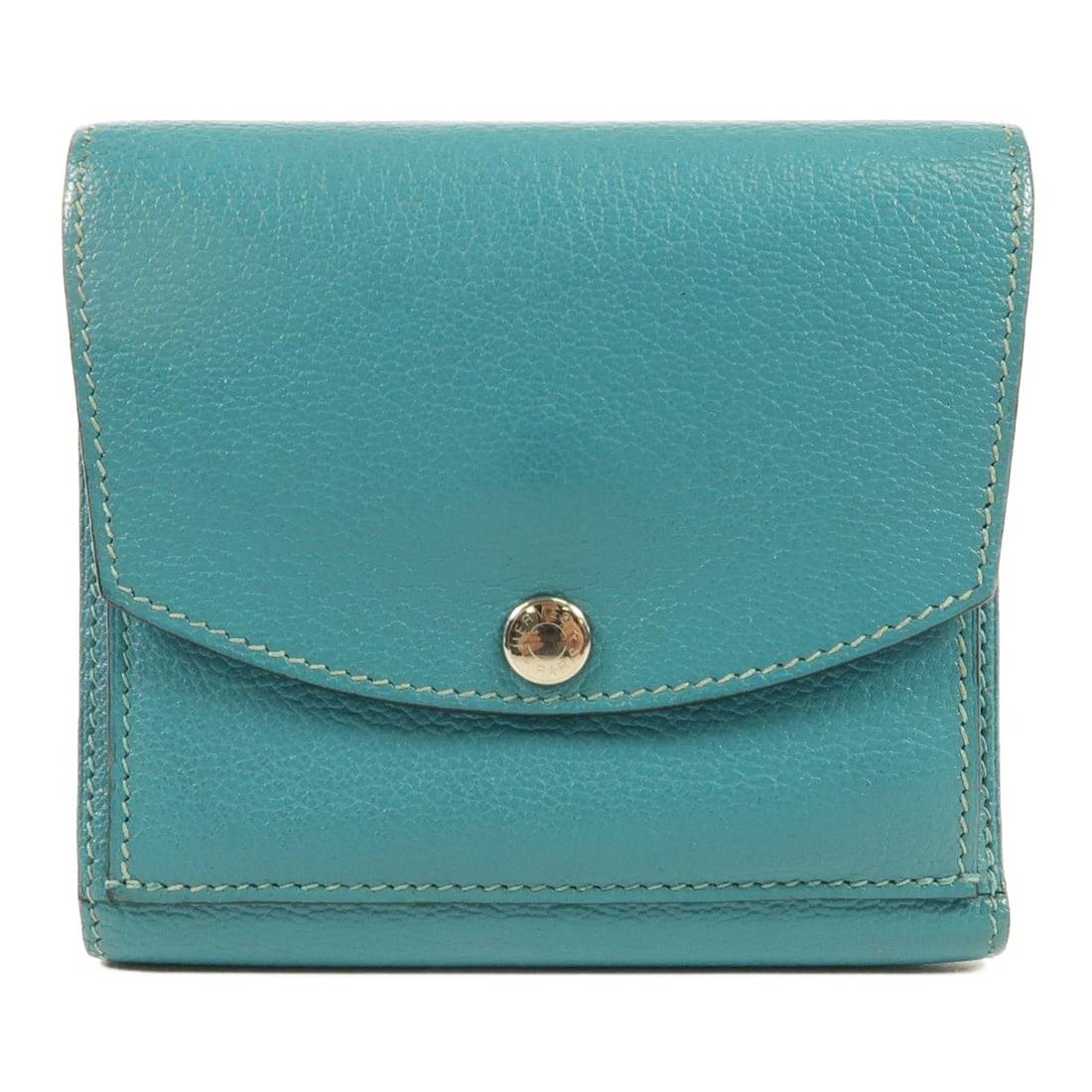 HERMES Tri-Fold Wallet Blue Paon Goatskin with PHW: HERMES Tri-Fold Wallet Blue Paon Goatskin with PHW This elegant HERMES tri-fold wallet is crafted from high-quality goatskin leather in a stunning Blue Paon color. Designed with functionality in mind,