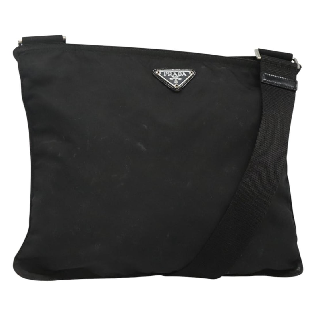 Prada Nylon Black Silver Shoulder Bag Italy Women: Prada Nylon Black Silver Shoulder Bag Italy Women This PRADA shoulder bag is crafted from black nylon with silver-tone accents. Designed for women, it features a spacious main compartment and an adjus