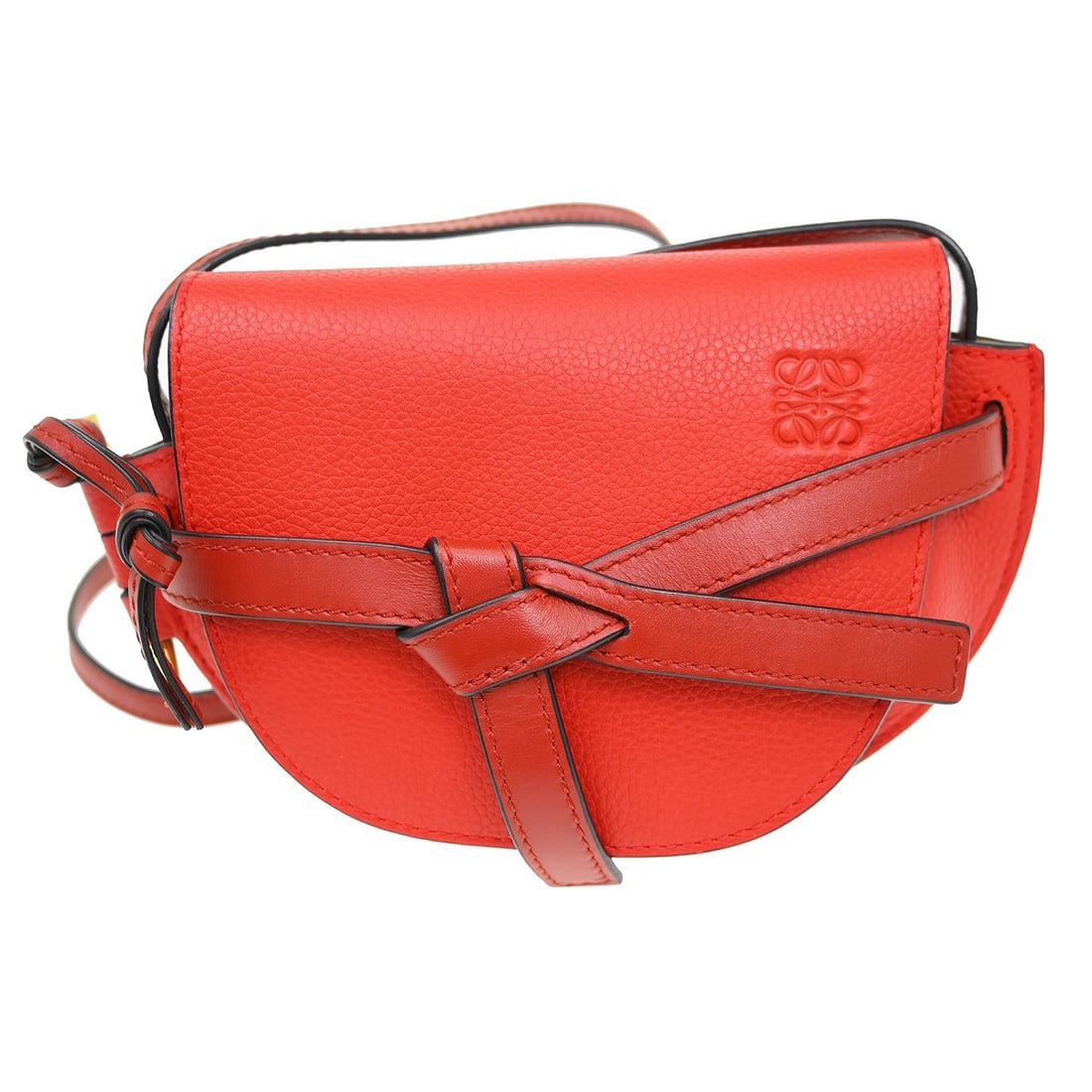 Loewe Gate Red Leather Shoulder Bag: Loewe Gate Red Leather Shoulder Bag This Loewe Gate shoulder bag features a compact, small-sized silhouette crafted from red leather. Designed with a shoulder strap and inner pockets, it combines func