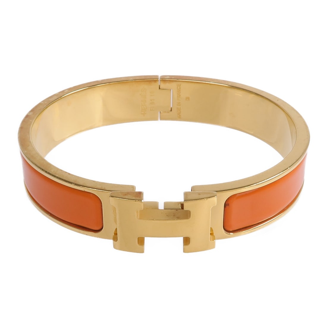 Hermes Clic H orange enamel metal bracelet (1 of 10)