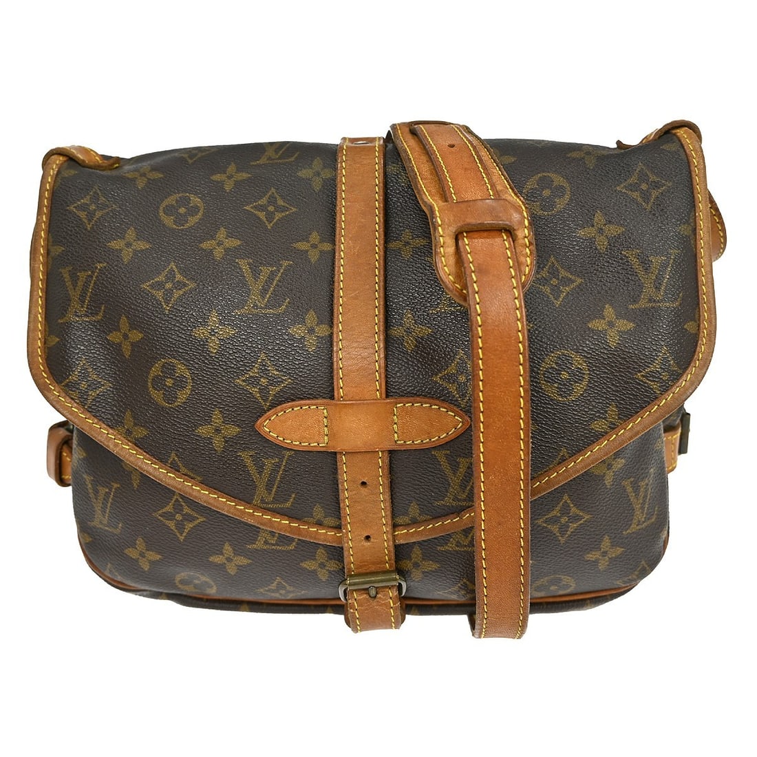 Monogram Canvas Saumur Shoulder Bag by Louis Vuitton: Monogram Canvas Saumur Shoulder Bag by Louis Vuitton The Louis Vuitton Saumur handbag is crafted from signature monogram canvas in brown and designed for unisex use. This model features leather trim a