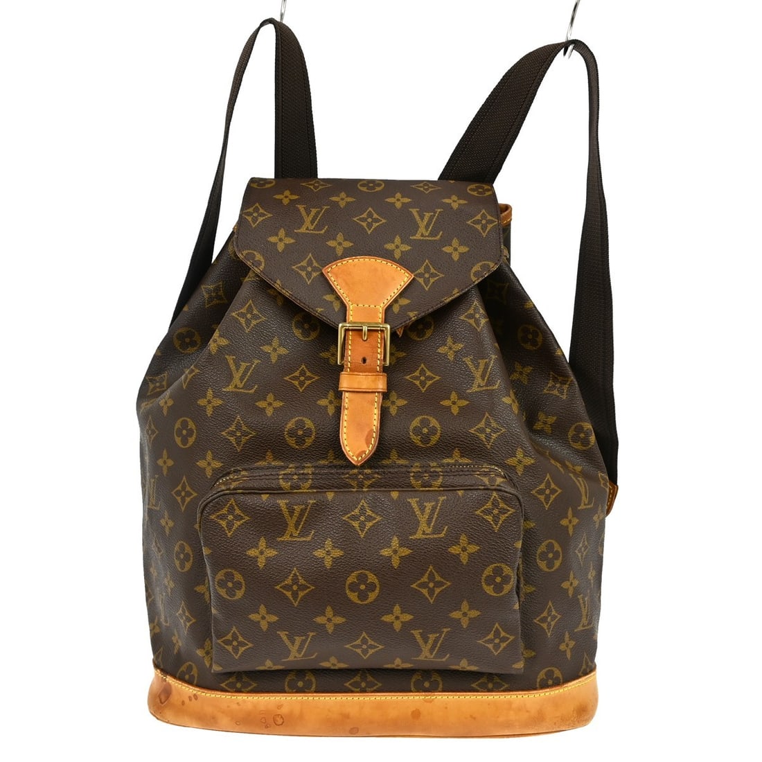 Louis Vuitton Montsouris GM Monogram Canvas Large Vintage Backpack: Louis Vuitton Montsouris GM Monogram Canvas Large Vintage Backpack This Louis Vuitton Montsouris GM backpack features the iconic monogram canvas and leather exterior with a beige handle and strap. The