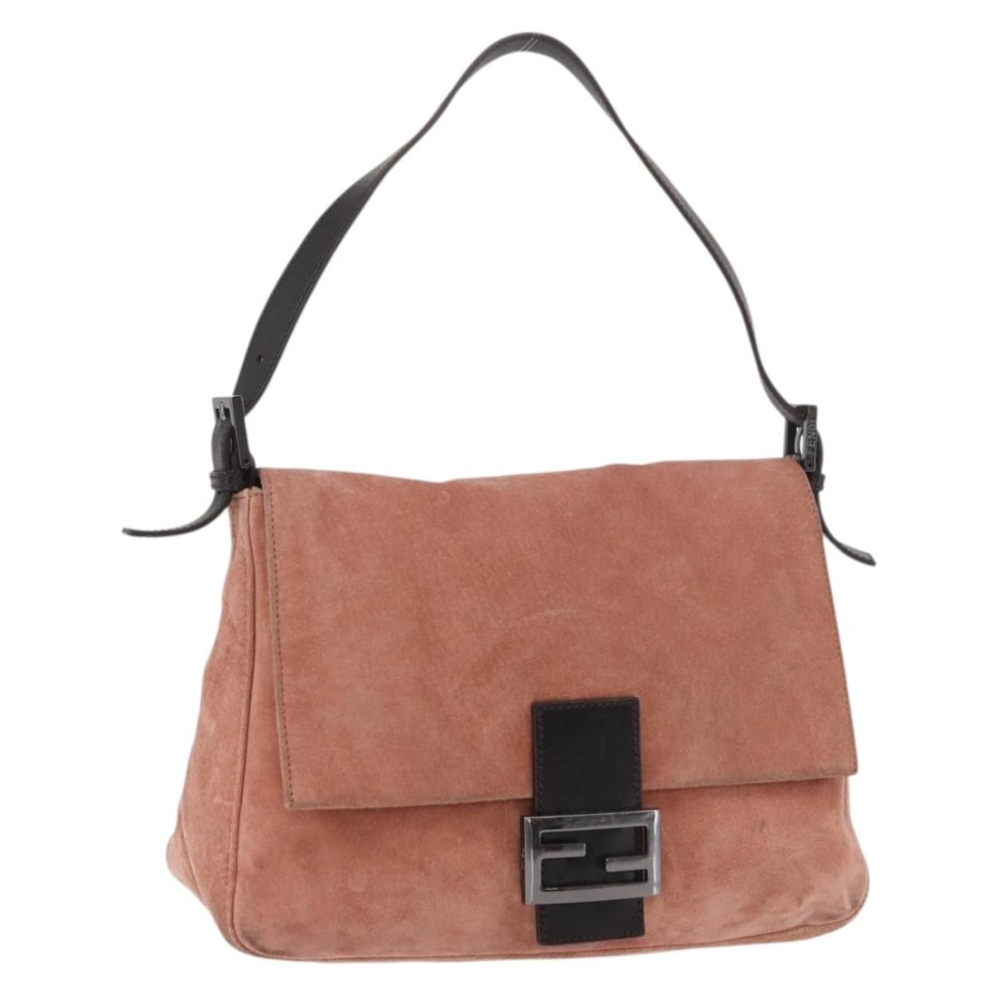 FENDI Mamma Baguette Pink Suede Shoulder Bag Silver Italy: FENDI Mamma Baguette Pink Suede Shoulder Bag Silver Italy This FENDI Mamma Baguette shoulder bag features a pink and silver suede exterior and is designed for women. Made in Italy, the bag has a struc
