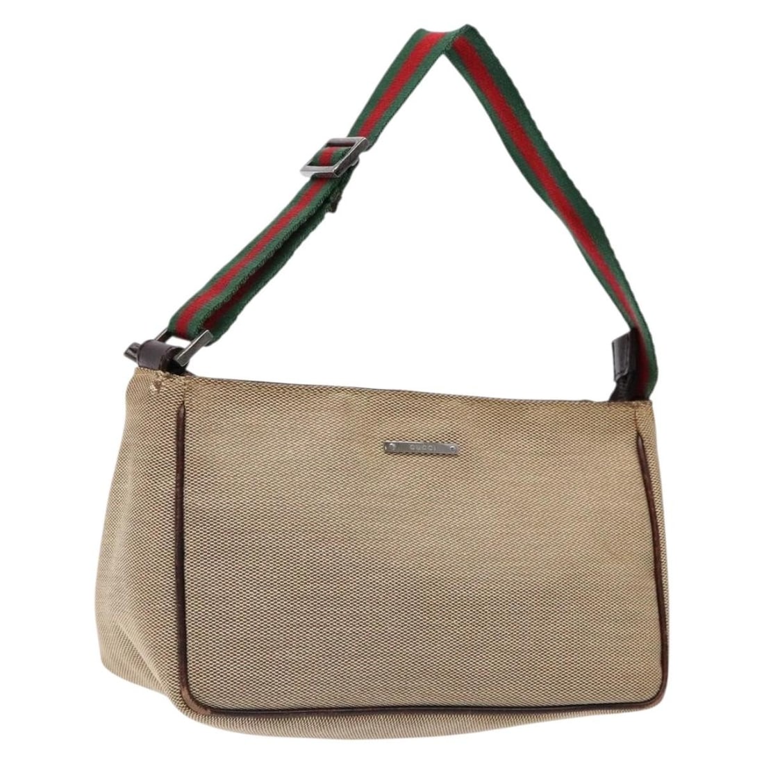 Beige Gucci Canvas Sherry Line Women's Pouch 19cm by 12cm by 9cm: Beige Gucci Canvas Sherry Line Women's Pouch 19cm by 12cm by 9cm This Gucci Sherry line pouch for women features beige canvas construction with leather details. It measures 19cm x 12cm x 9cm and was m