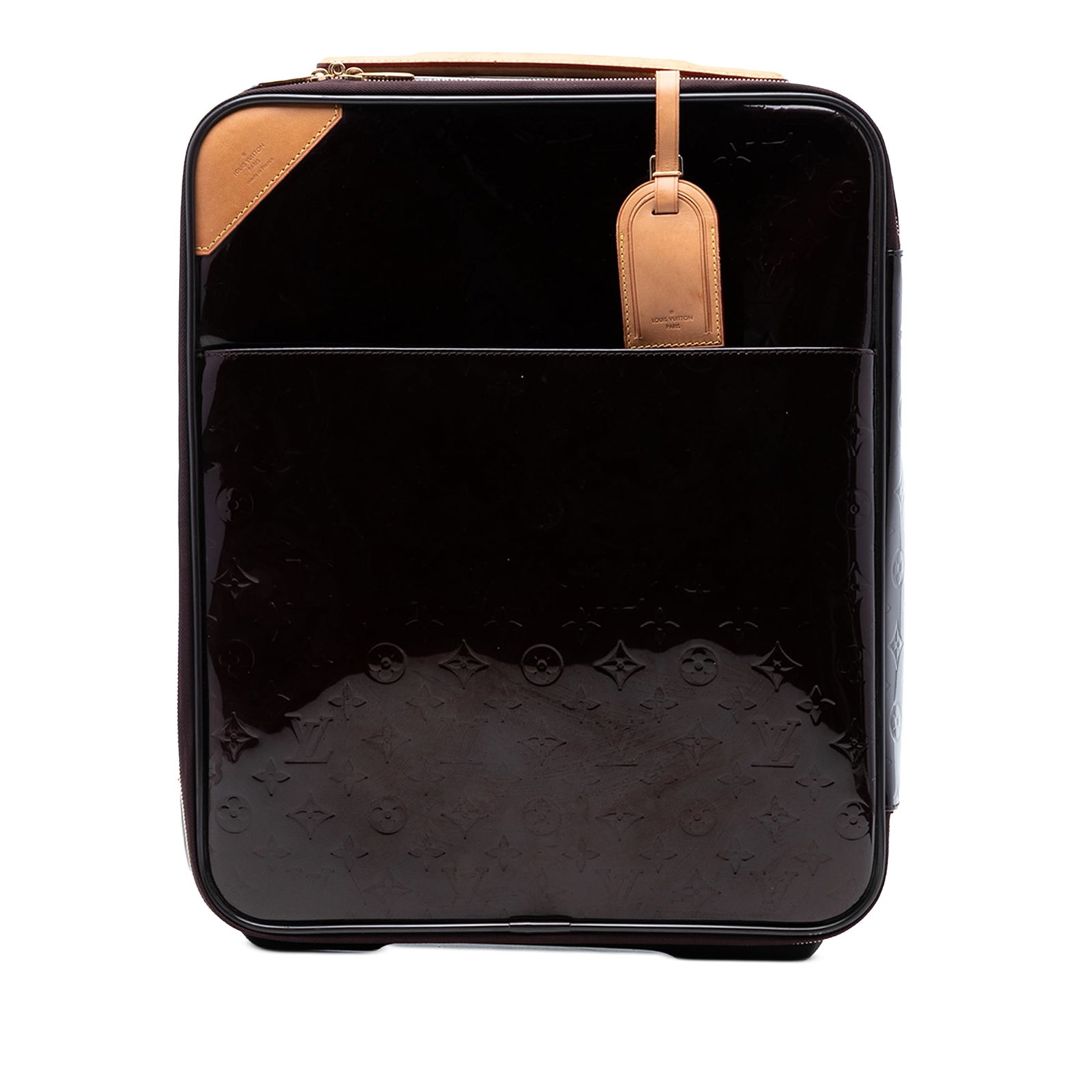 Purple Vernis Leather Pegase 45 Suitcase by Louis Vuitton: Purple Vernis Leather Pegase 45 Suitcase by Louis Vuitton This Louis Vuitton Monogram Vernis Pegase 45 features a vernis leather body with a purple hue, flat vachetta leather handle, retractable top h