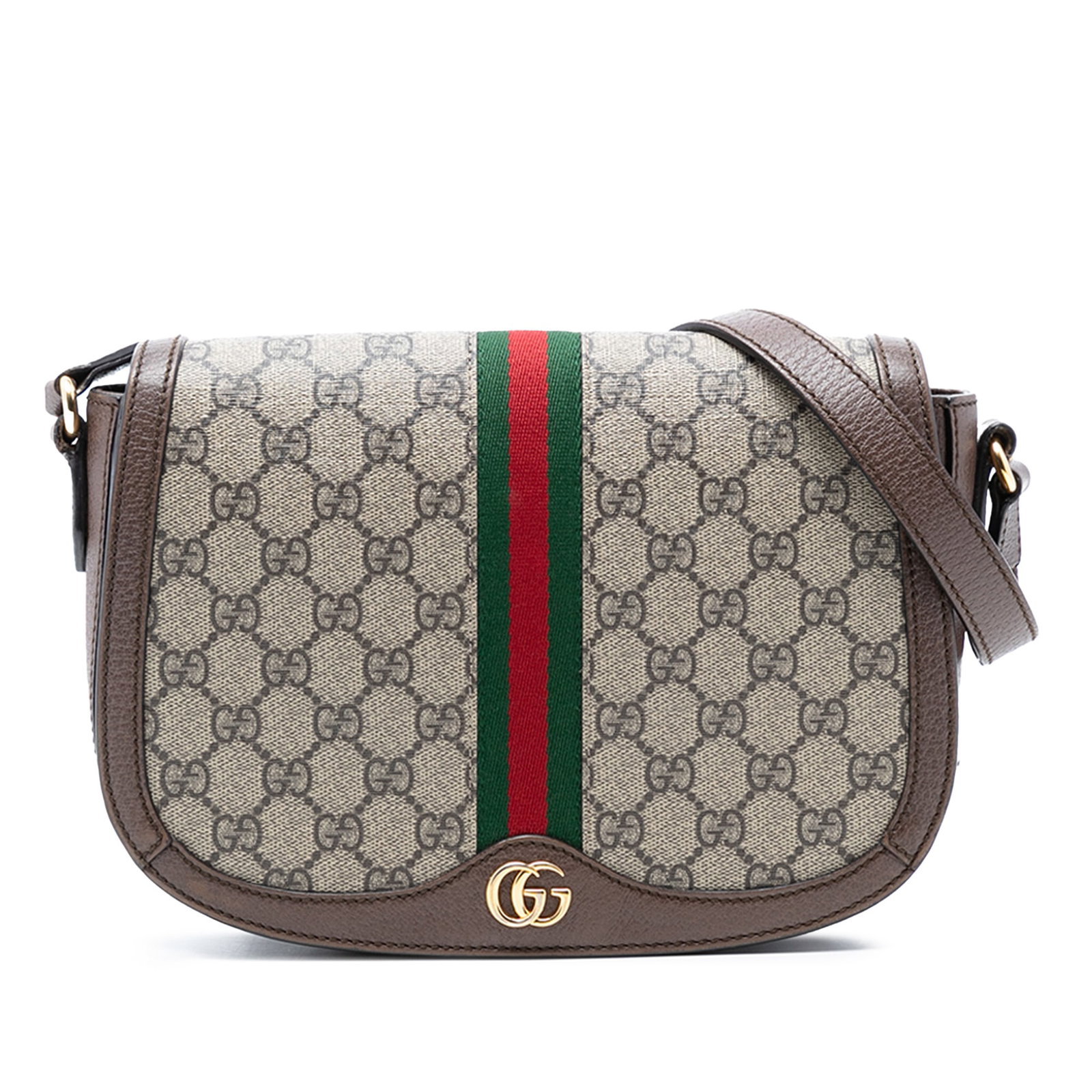 Gucci Ophidia Small GG Supreme Canvas Crossbody Bag with Leather Trim: Gucci Ophidia Small GG Supreme Canvas Crossbody Bag with Leather Trim This Gucci Small GG Supreme Ophidia Crossbody bag features a coated canvas body with leather trim and iconic web detail. It is des