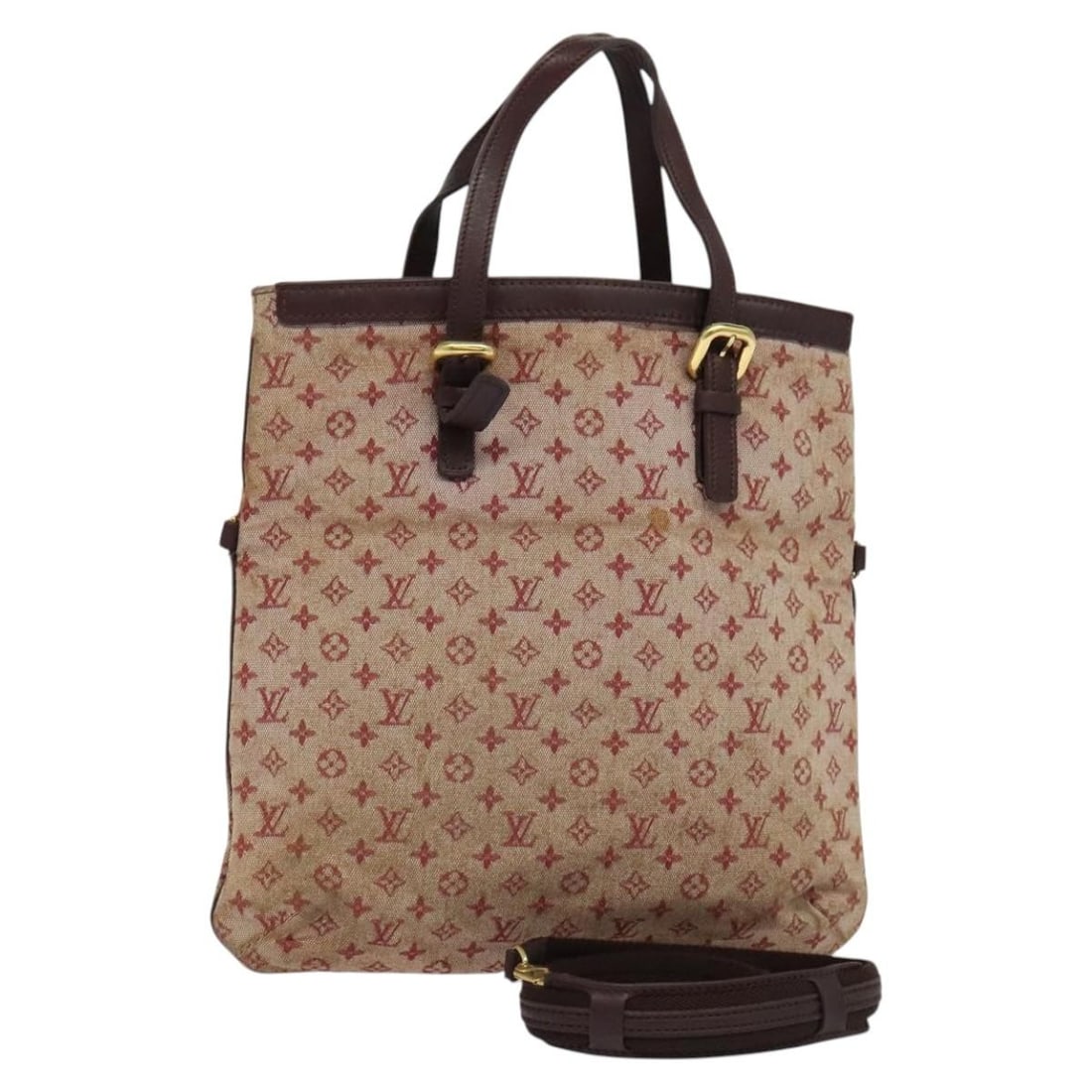 Louis Vuitton Mini Francoise Monogram Cherry Canvas Tote With Shoulder Strap: Louis Vuitton Mini Francoise Monogram Cherry Canvas Tote With Shoulder Strap This Louis Vuitton Monogram Mini Francoise bag is a 2-way tote crafted from red cherry canvas with monogram mini canvas det