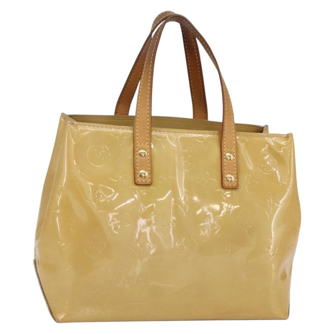 LOUIS VUITTON Monogram Vernis Reade PM Hand Bag Beige M91334 Auth: LOUIS VUITTON Monogram Vernis Reade PM Hand Bag Beige M91334 Auth This elegant LOUIS VUITTON Monogram Vernis Reade PM Hand Bag is a chic accessory crafted from high-quality patent leather in a sophist