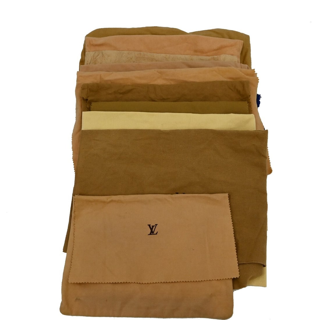 Set of 10 Louis Vuitton Brown Beige Cotton Dust Bags: Set of 10 Louis Vuitton Brown Beige Cotton Dust Bags This is a set of ten authentic Louis Vuitton dust bags crafted from 100% cotton in brown and beige tones. Designed for unisex use, these dust bags 