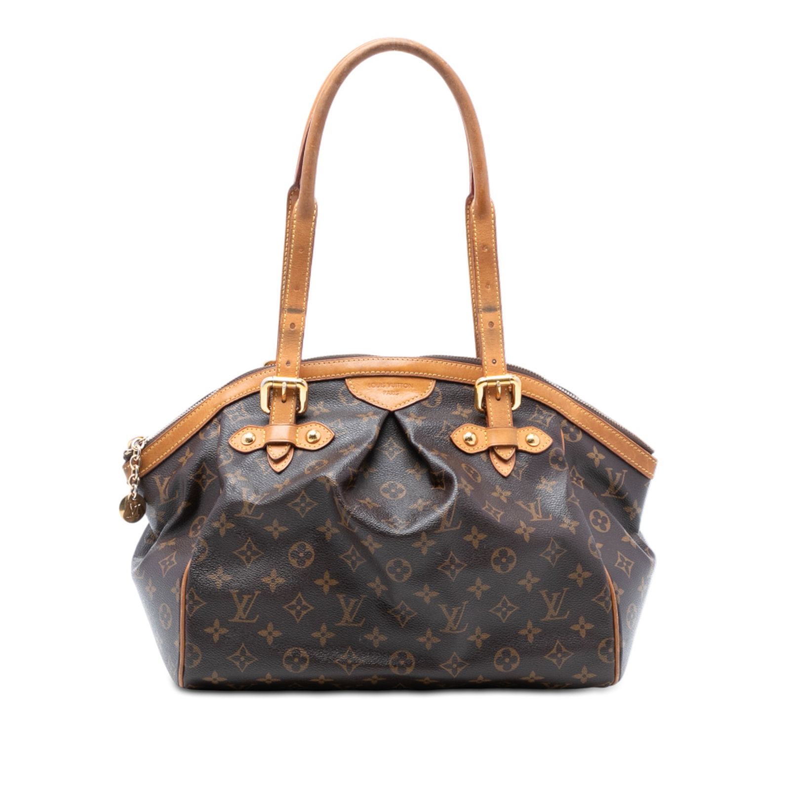Louis Vuitton Tivoli GM Brown Monogram Canvas Shoulder Bag: Louis Vuitton Tivoli GM Brown Monogram Canvas Shoulder Bag The Louis Vuitton Monogram Tivoli GM features a monogram canvas exterior with rolled leather straps, a top zip closure, and interior slip poc