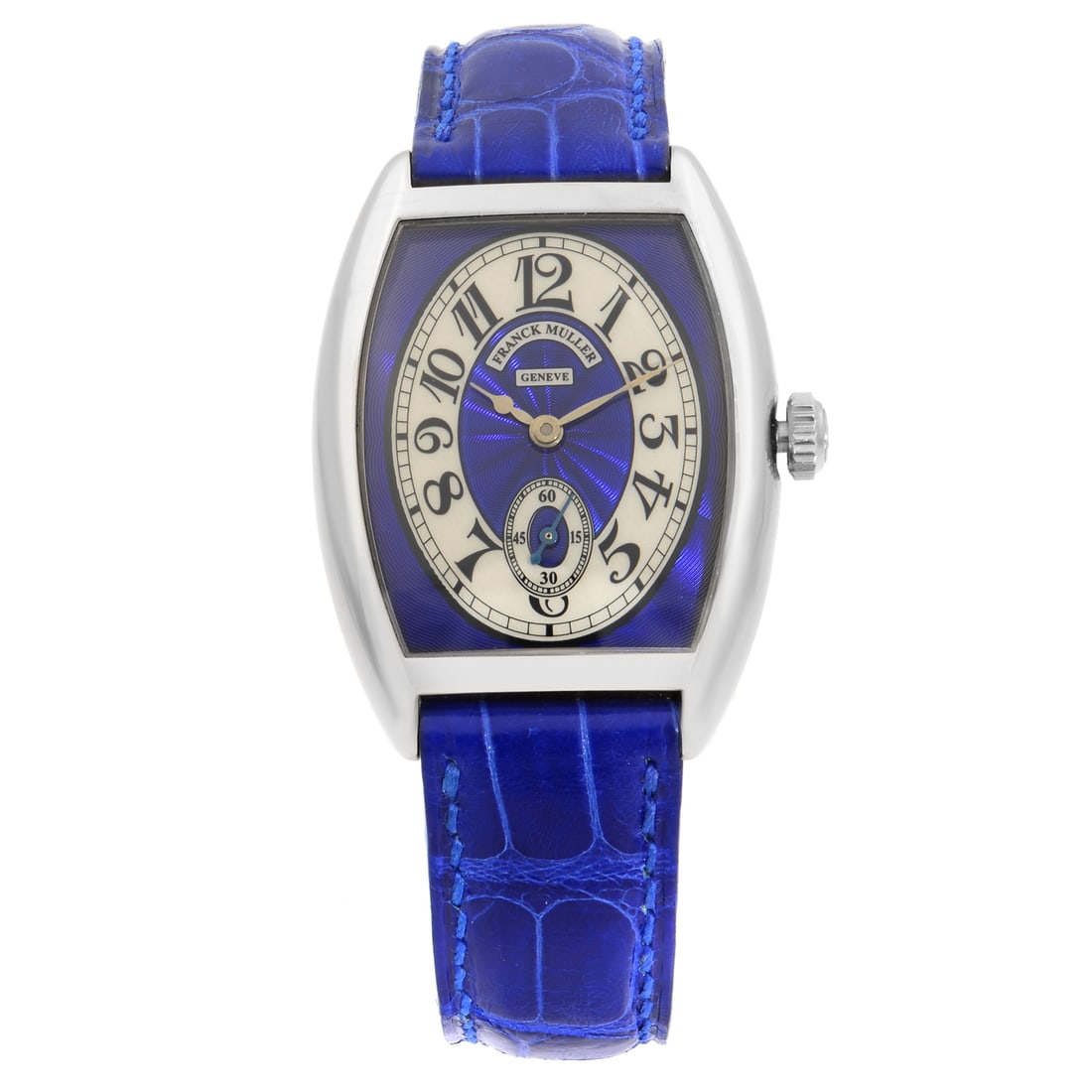 Franck Muller Cintree 18K Gold Ladies Watch Blue Dial Manual Swiss: Franck Muller Cintree 18K Gold Ladies Watch Blue Dial Manual Swiss Experience elegance with the Franck Muller Cintree wristwatch, expertly crafted in 18K gold. This stunning dress watch features a ric
