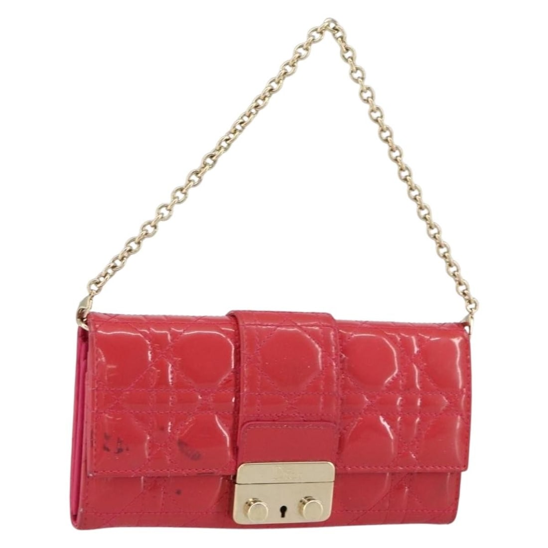 Christian Dior Pink Gold Enamel Long Wallet Auth 147811 Italy: Christian Dior Pink Gold Enamel Long Wallet Auth 147811 Italy Introducing the Christian Dior Canage Long Wallet in a stunning pink and gold enamel finish. This elegant long wallet is crafted in Italy,