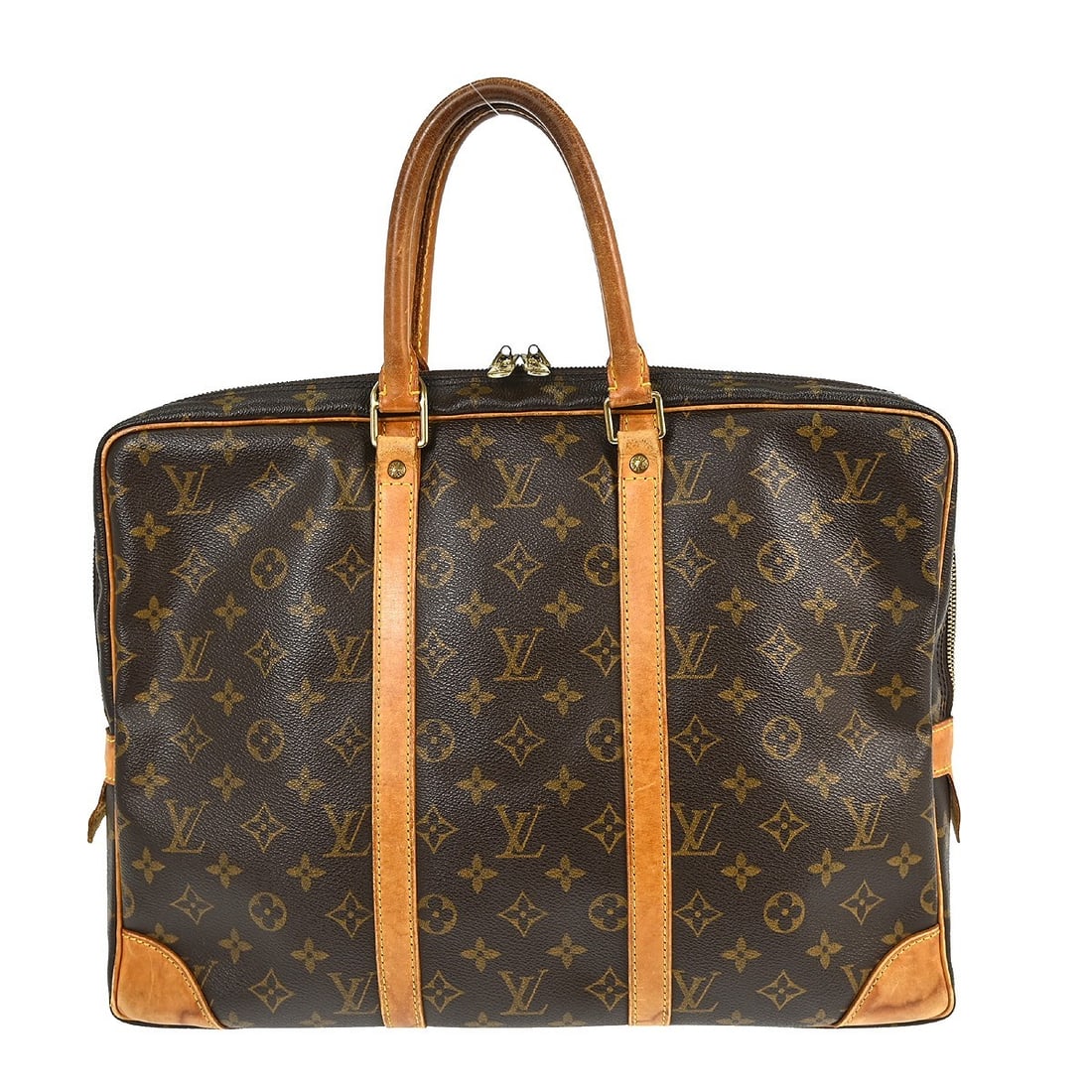 Louis Vuitton Monogram Porte-Documents Voyage Medium Brown Travel Bag: Louis Vuitton Monogram Porte-Documents Voyage Medium Brown Travel Bag This Louis Vuitton Porte-Documents Voyage handbag features the signature monogram canvas leather exterior, complemented by beige d