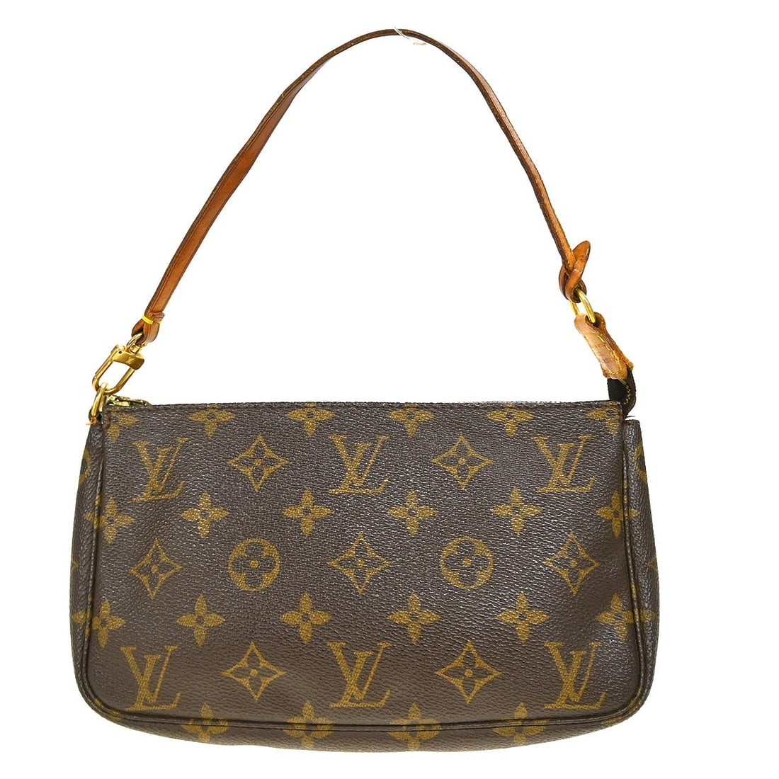 Louis Vuitton Monogram Pochette Accessoires Small Brown Canvas Top Handle Bag: Louis Vuitton Monogram Pochette Accessoires Small Brown Canvas Top Handle Bag This Louis Vuitton Monogram Pochette Accessoires handbag features the signature Monogram canvas leather exterior in brown.