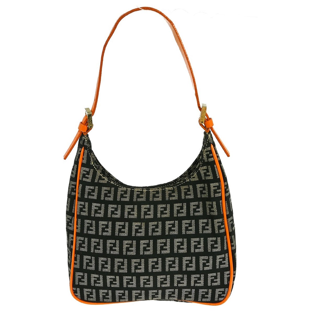 Fendi Zucchino black canvas top handle bag: Fendi Zucchino black canvas top handle bag This Fendi Black Zucchino handbag features the iconic Fendi logo pattern and a compact, small silhouette. Crafted in Italy, it is made from durable canvas wi