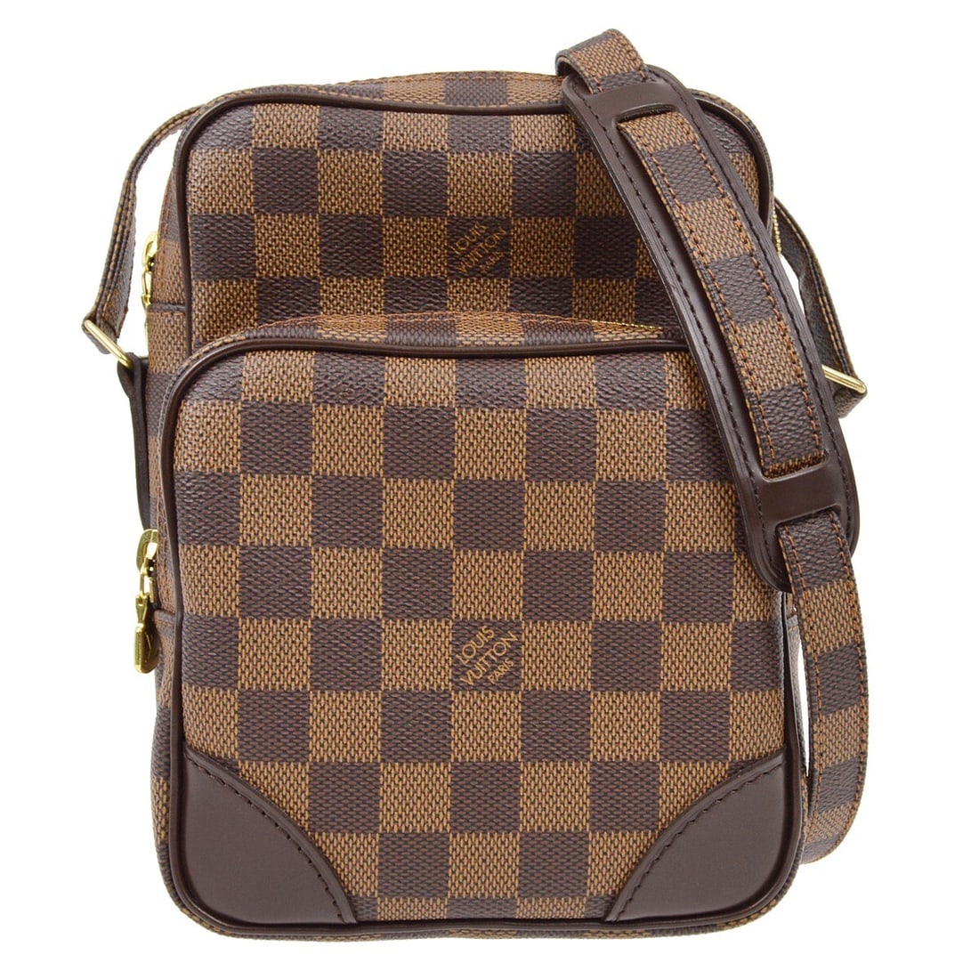 Louis Vuitton Amazone Damier Canvas Brown Medium Crossbody Shoulder Bag: Louis Vuitton Amazone Damier Canvas Brown Medium Crossbody Shoulder Bag This Louis Vuitton Damier Amazone crossbody bag features a classic brown Damier canvas leather exterior and a medium-sized silho