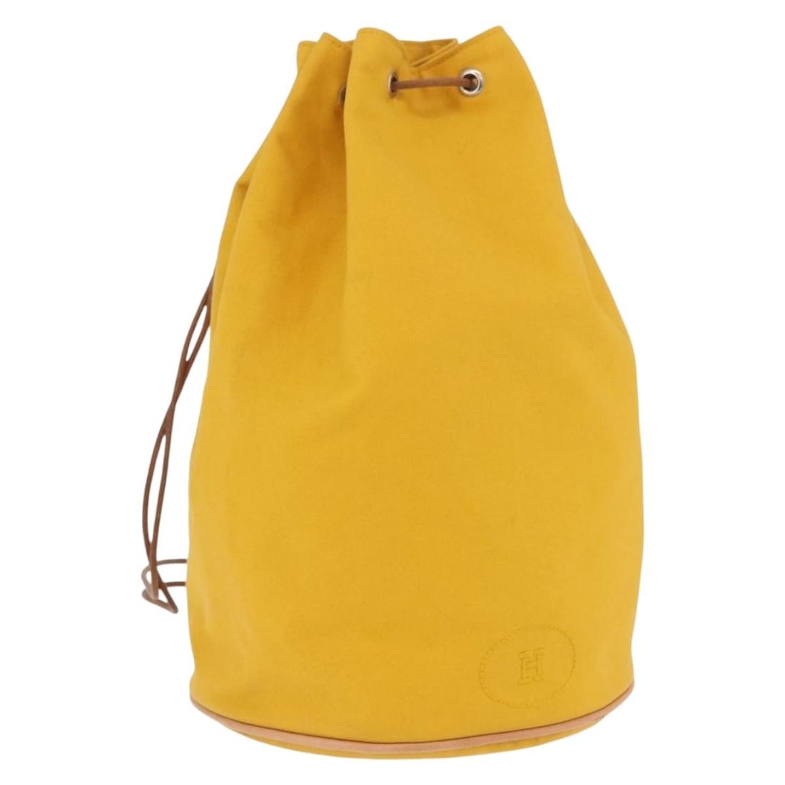 Porochon Mimil GM Canvas Shoulder Bag in Yellow and Silver by Hermes: Porochon Mimil GM Canvas Shoulder Bag in Yellow and Silver by Hermes This HERMES Porochon Mimil GM shoulder bag features a canvas exterior in yellow and silver tones. Designed for women, it offers a s