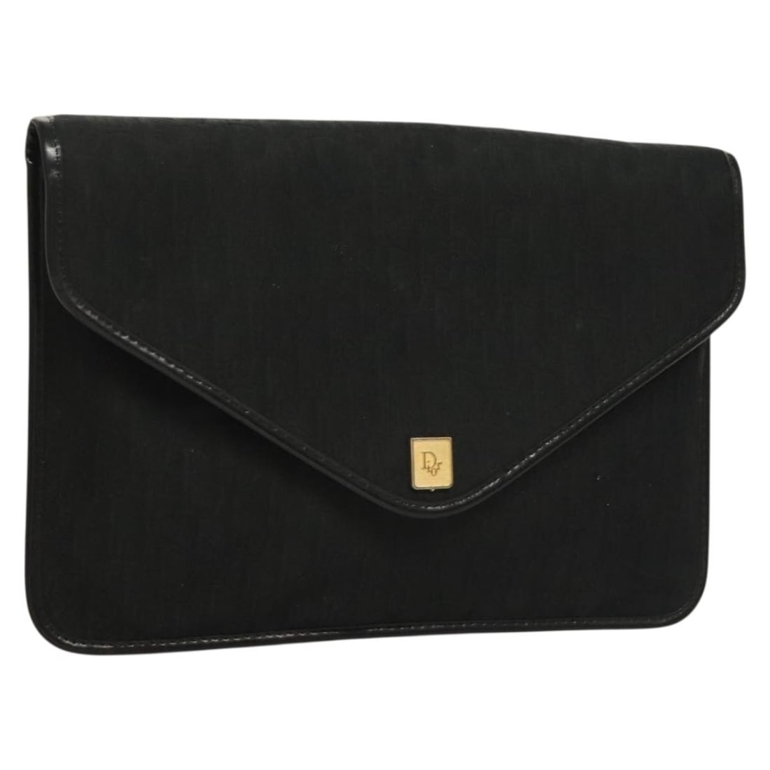 Christian Dior Black Gold Trotter Canvas Clutch Bag Auth 134032: Christian Dior Black Gold Trotter Canvas Clutch Bag Auth 134032 Introducing the Christian Dior Trotter Canvas Clutch Bag, a sophisticated accessory ideal for any occasion. Crafted in France, this clut
