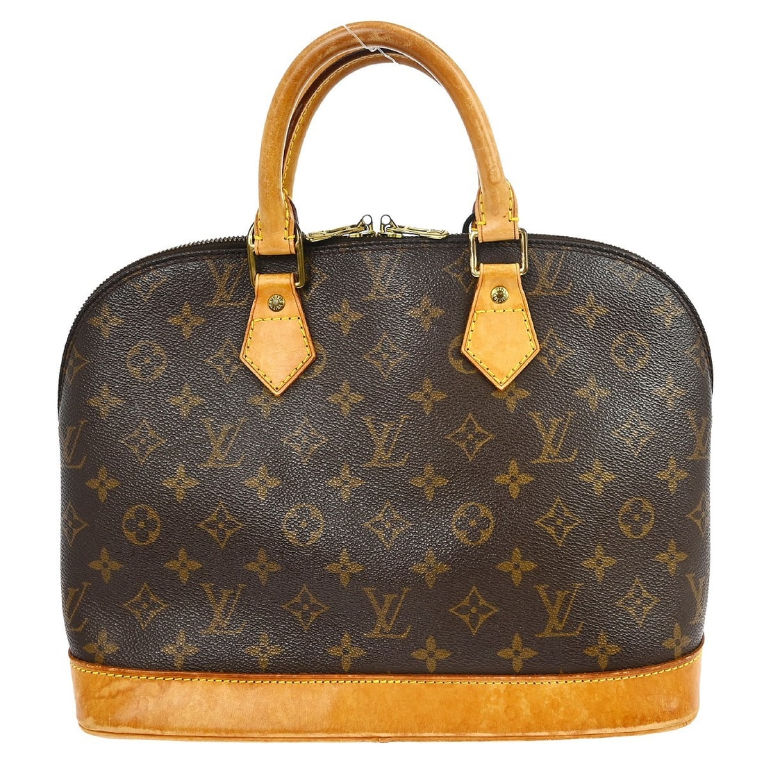 Louis Vuitton Alma Monogram Canvas Medium Brown Handbag M51130: Louis Vuitton Alma Monogram Canvas Medium Brown Handbag M51130 This Louis Vuitton Alma handbag features the iconic Monogram canvas exterior with beige double handles and a zip closure. Designed for ca