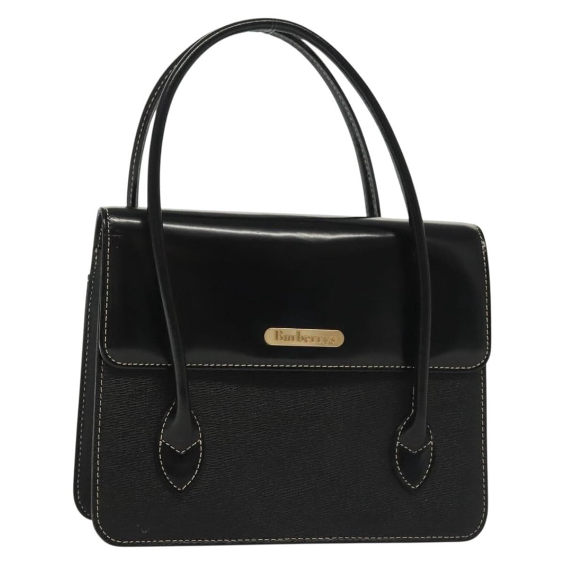 Burberrys Black Gold Leather Hand Bag Authentic Vintage: Burberrys Black Gold Leather Hand Bag Authentic Vintage This elegant Burberrys hand bag is crafted from premium leather in a striking black and gold color combination. With a height of approximately 6