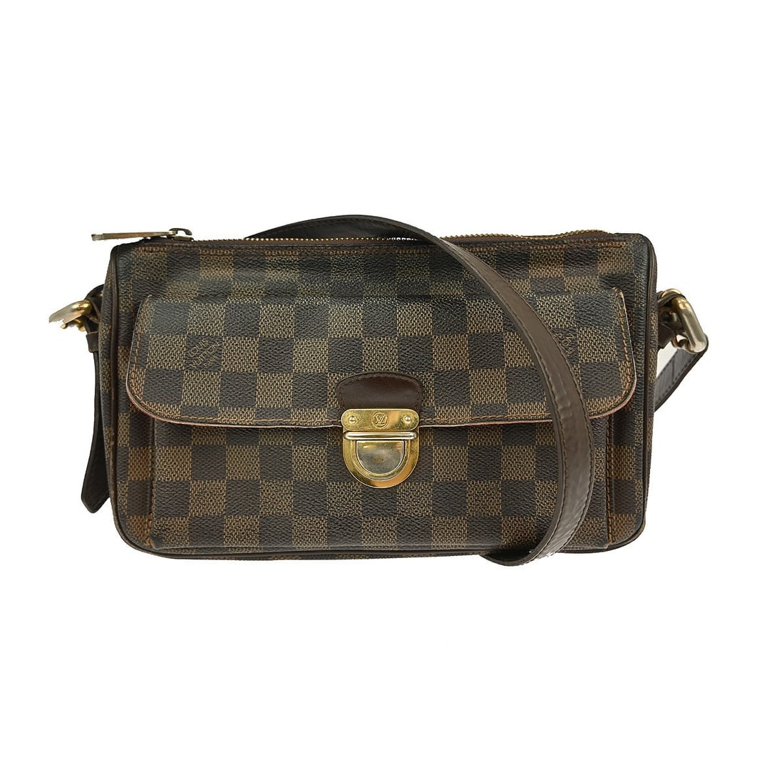 Louis Vuitton Ravello GM Shoulder Bag Damier Ebene Canvas: Louis Vuitton Ravello GM Shoulder Bag Damier Ebene Canvas Introducing the Louis Vuitton Damier Ravello GM Shoulder Bag, a stylish accessory that embodies elegance and functionality. Crafted from premi