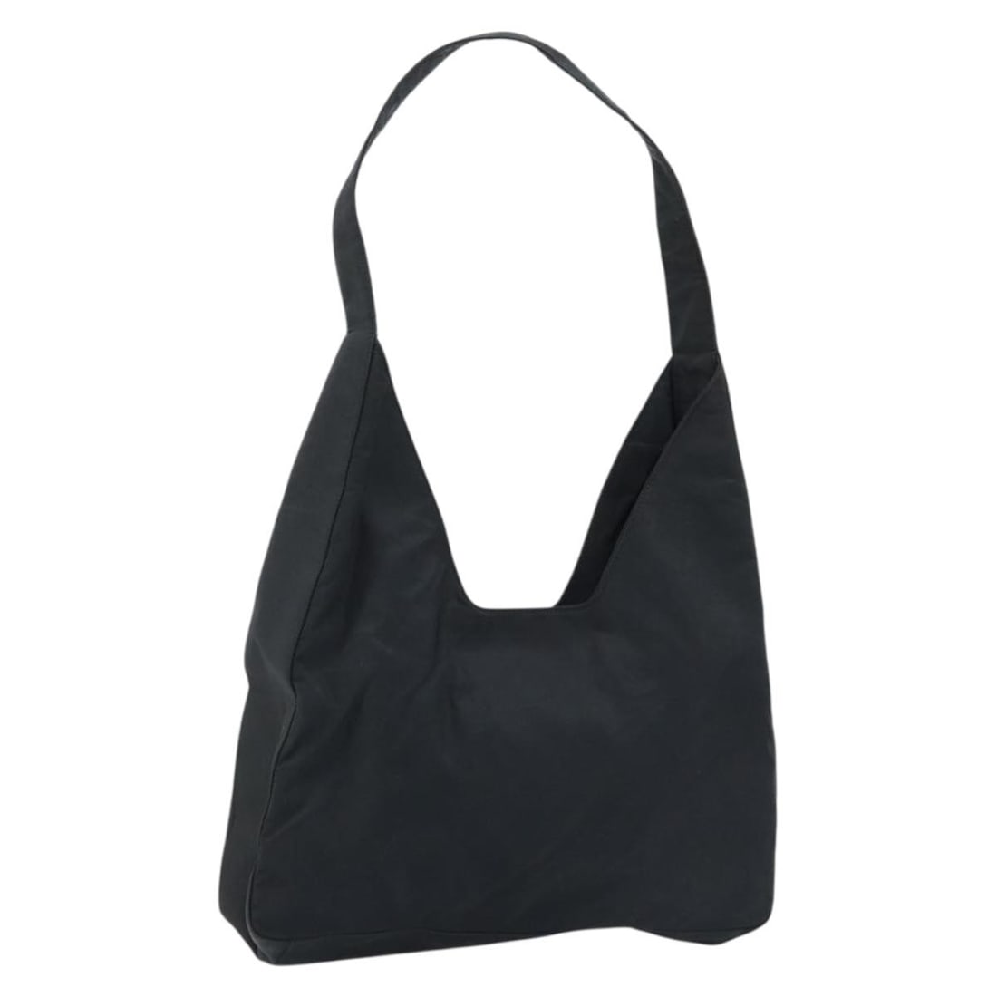 Prada black nylon shoulder bag Italy silver trim: Prada black nylon shoulder bag Italy silver trim This PRADA shoulder bag features a black nylon exterior with silver-tone accents. Designed for women, it offers a spacious interior and practical dimen
