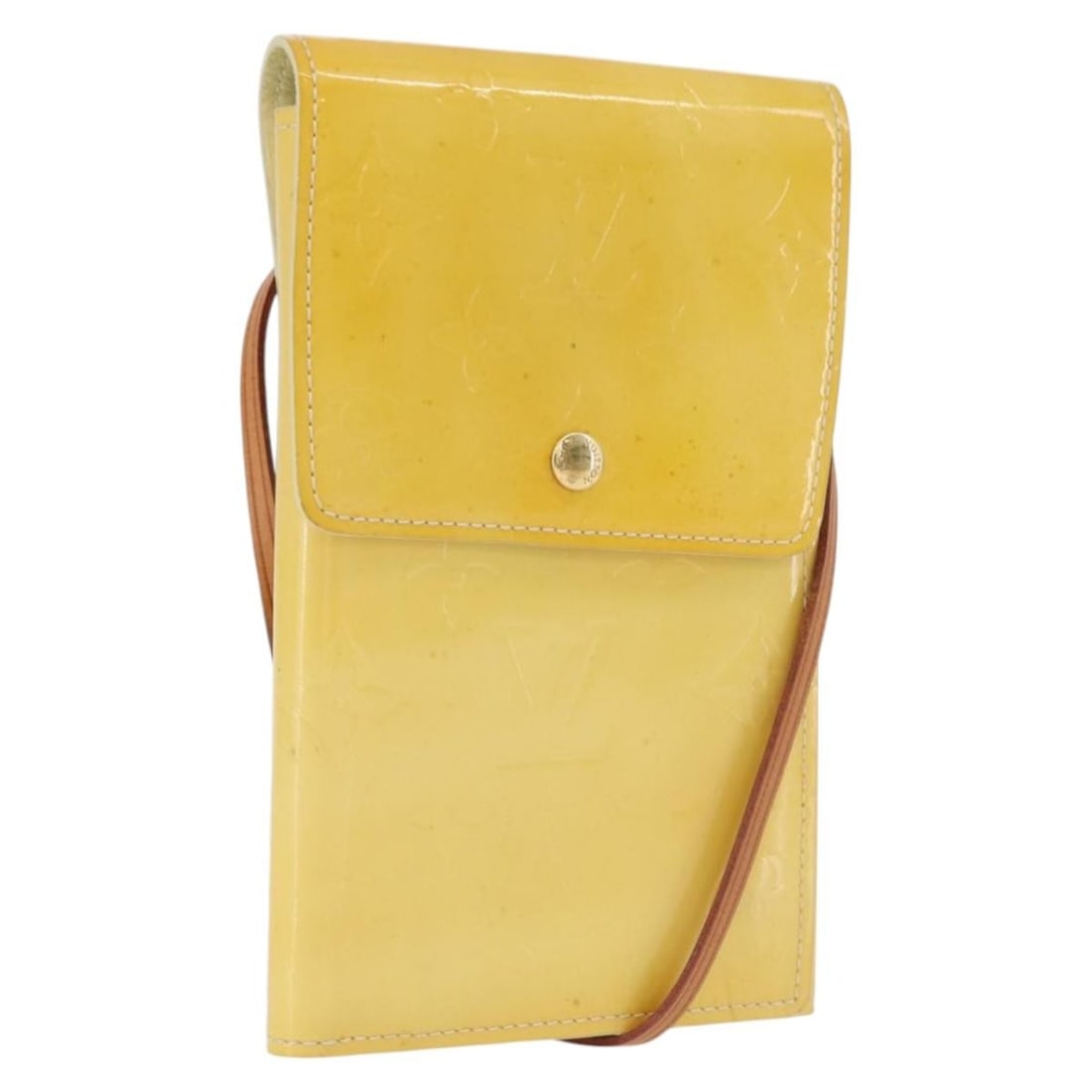 Louis Vuitton Vernis Patent Leather Walker Wallet Lime Yellow M91074: Louis Vuitton Vernis Patent Leather Walker Wallet Lime Yellow M91074 This Louis Vuitton Monogram Vernis Walker Wallet in lime yellow is crafted from patent leather and features a sleek, compact design