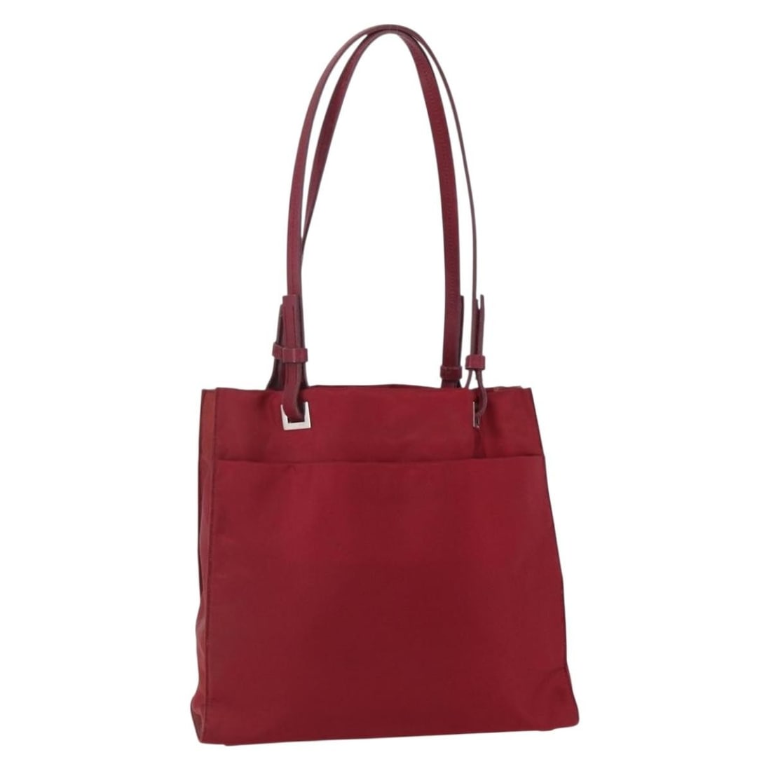 Prada red nylon tote with guarantee card Italy: Prada red nylon tote with guarantee card Italy This PRADA tote bag is crafted from durable nylon in a striking red and silver color combination. Designed for women, the bag features a spacious interio