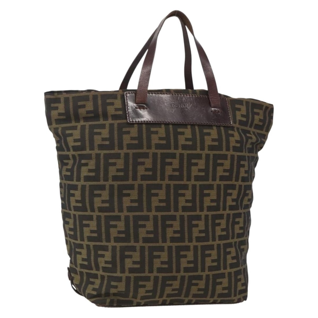 Fendi Zucca Canvas Black Brown Italian Handbag: Fendi Zucca Canvas Black Brown Italian Handbag This is a FENDI Zucca canvas handbag in black and brown, crafted in Italy. The bag features the iconic Zucca canvas exterior, a structured design, and du