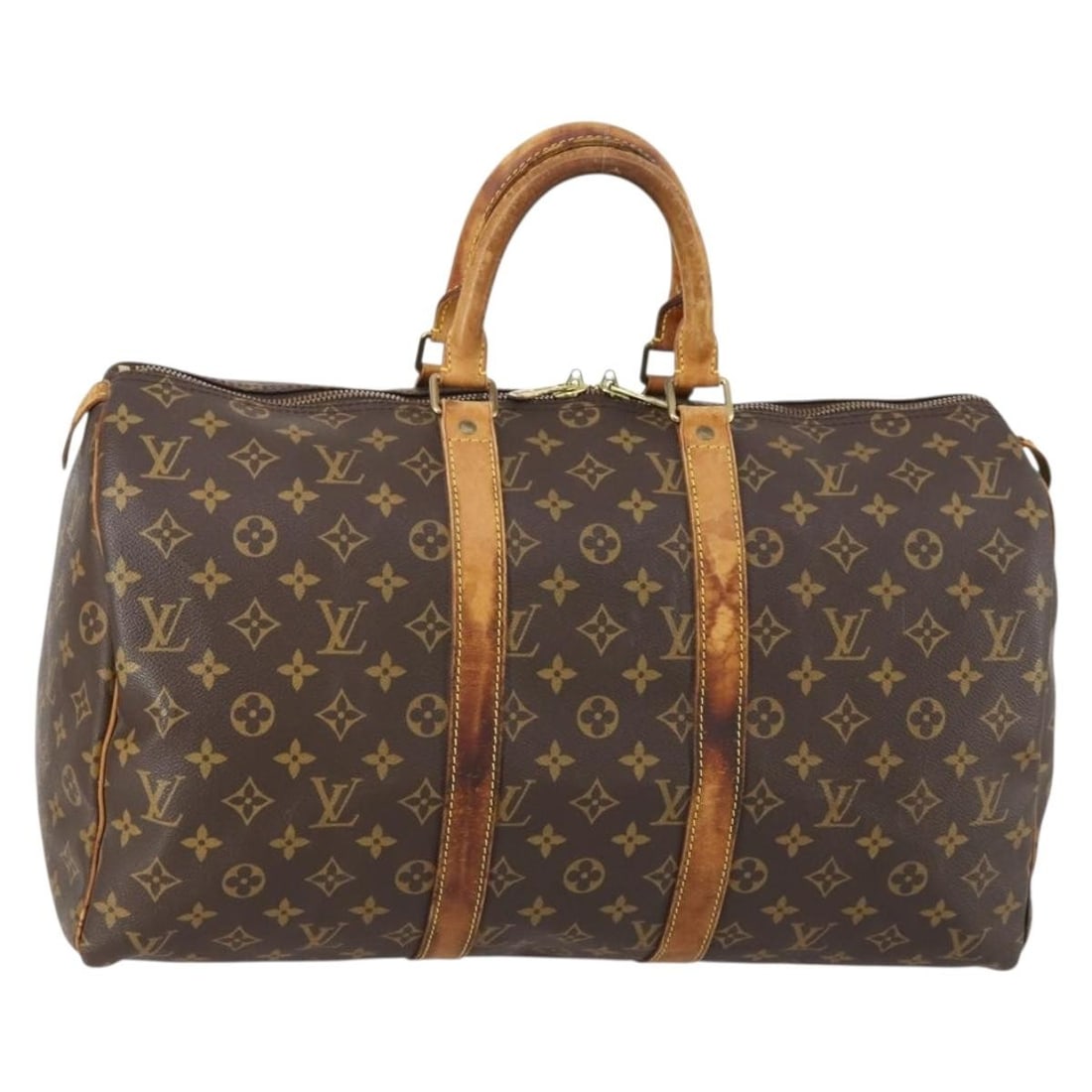 LOUIS VUITTON Monogram Keepall 45 Boston Bag M41428 Authenticated: LOUIS VUITTON Monogram Keepall 45 Boston Bag M41428 Authenticated The LOUIS VUITTON Monogram Keepall 45 Boston Bag is a classic travel accessory, perfect for stylish getaways. Crafted from durable Mon