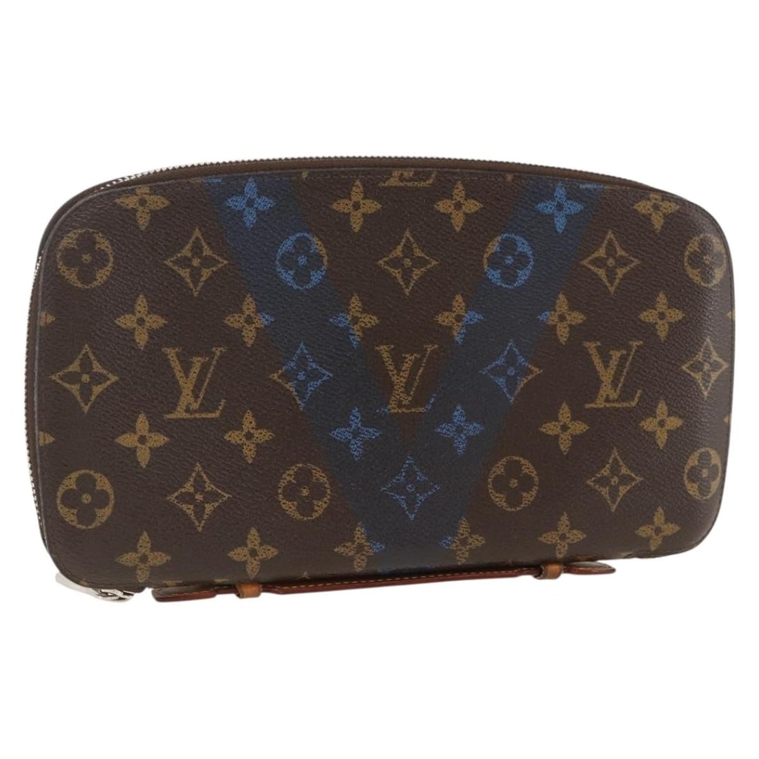 Blue Monogram Canvas V Line Atoll Travel Case by Louis Vuitton M61172: Blue Monogram Canvas V Line Atoll Travel Case by Louis Vuitton M61172 This Louis Vuitton Atoll Travel Case features the signature Monogram Canvas with blue accents. Designed for women, it offers a sli