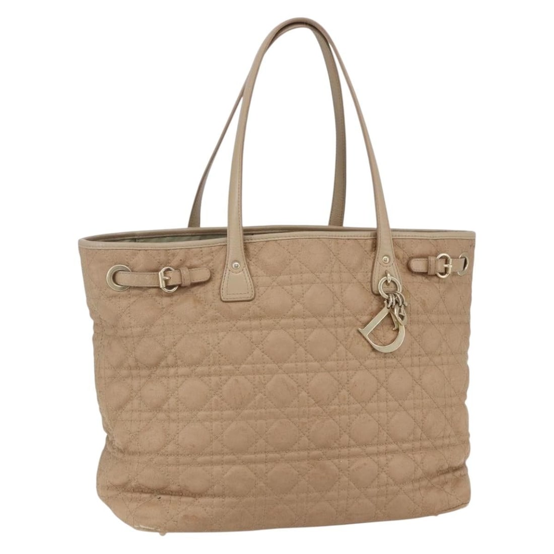 Christian Dior Beige Gold Leather Canage Handbag with Charm: Christian Dior Beige Gold Leather Canage Handbag with Charm Elevate your accessory collection with this exquisite Christian Dior Canage Hand Bag, crafted in Italy from luxurious leather in a chic beig