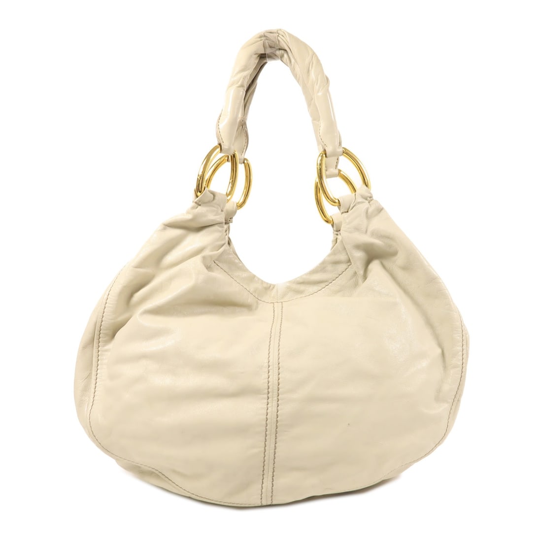 Miu Miu Beige Calfskin Leather Shoulder Bag GHW: Miu Miu Beige Calfskin Leather Shoulder Bag GHW This Miu Miu shoulder bag is crafted from luxurious beige calfskin leather, providing a stylish yet functional accessory for any outfit. It features a s